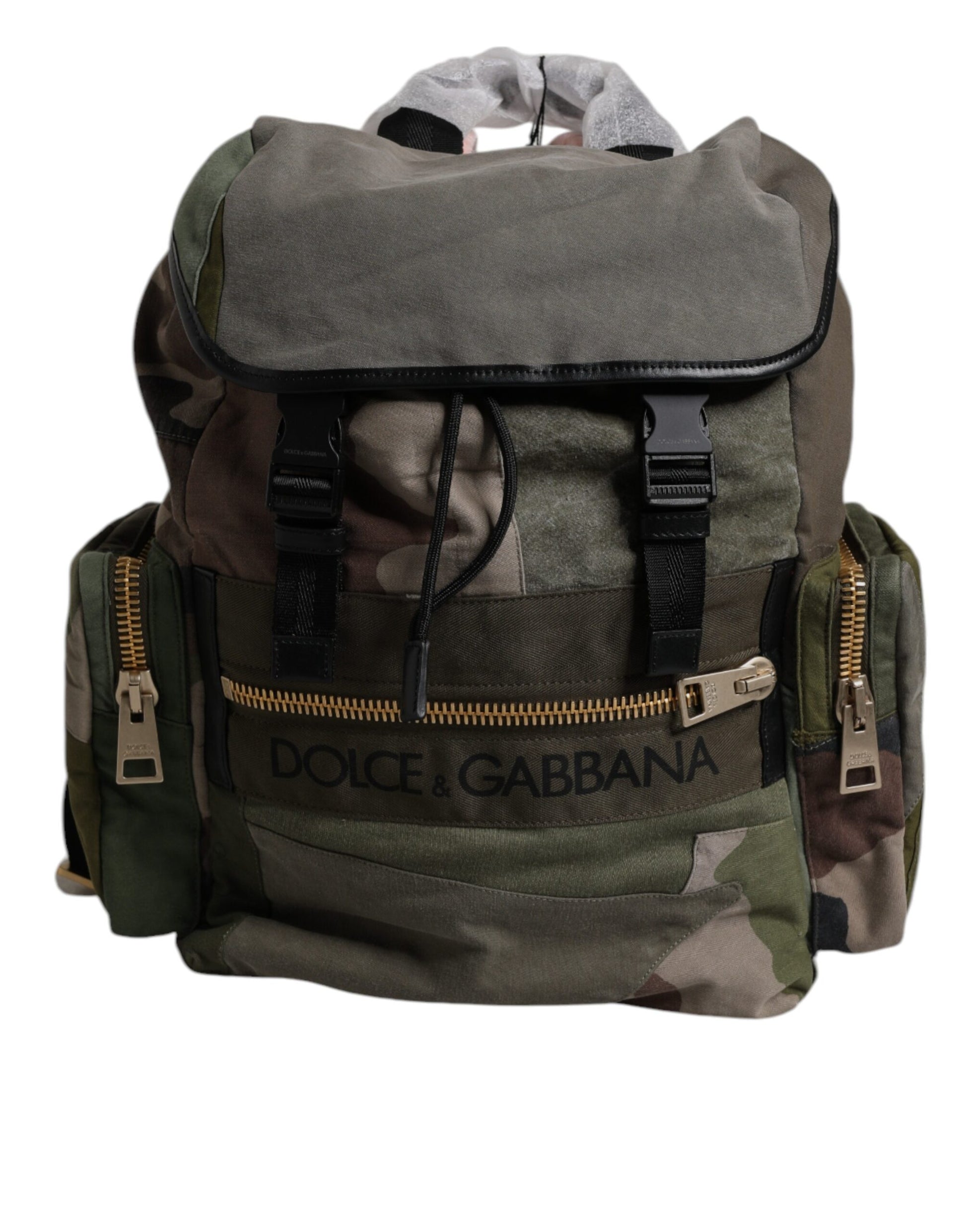 Sac à dos scolaire Dolce & Gabbana patchwork vert militaire