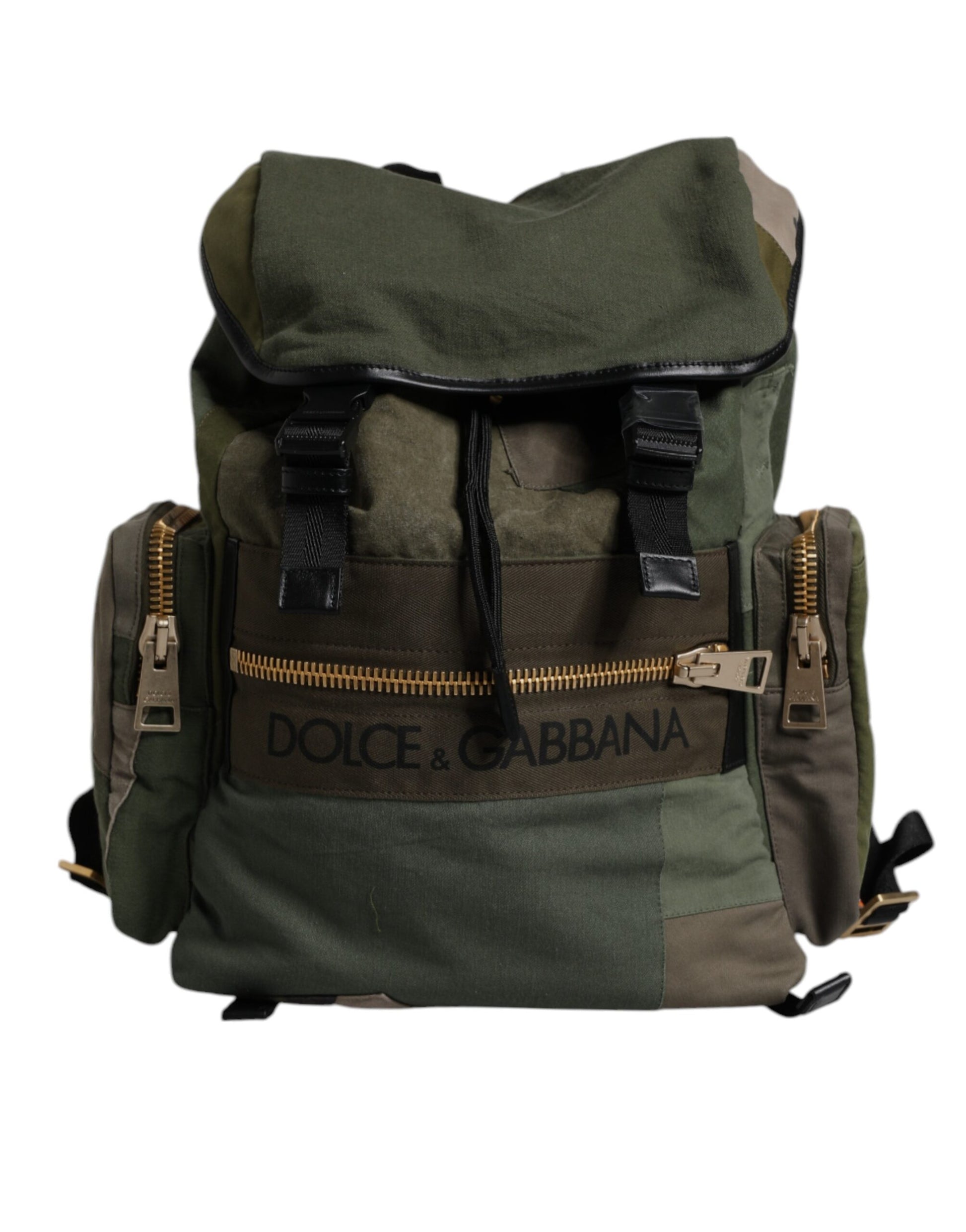 Sac à dos scolaire Dolce & Gabbana patchwork vert militaire