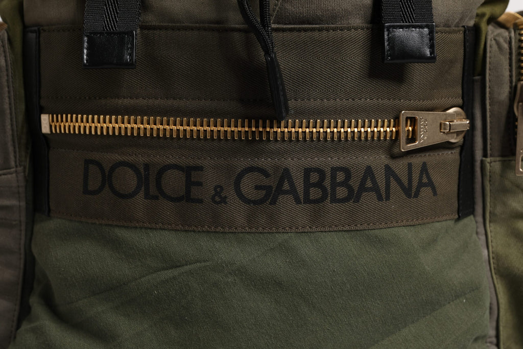 Sac à dos scolaire Dolce & Gabbana patchwork vert militaire