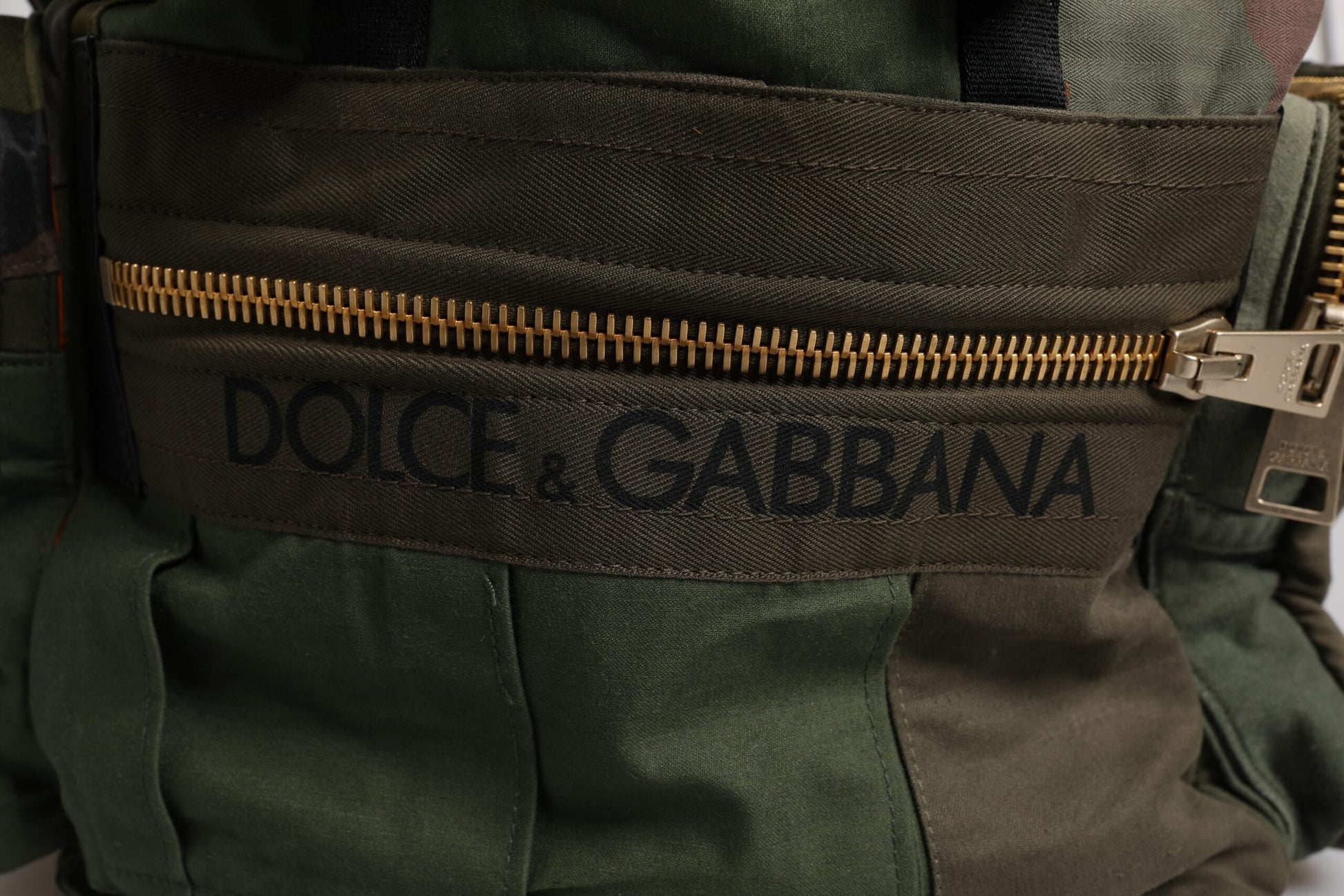 Sac à dos de voyage Dolce & Gabbana vert militaire patchwork