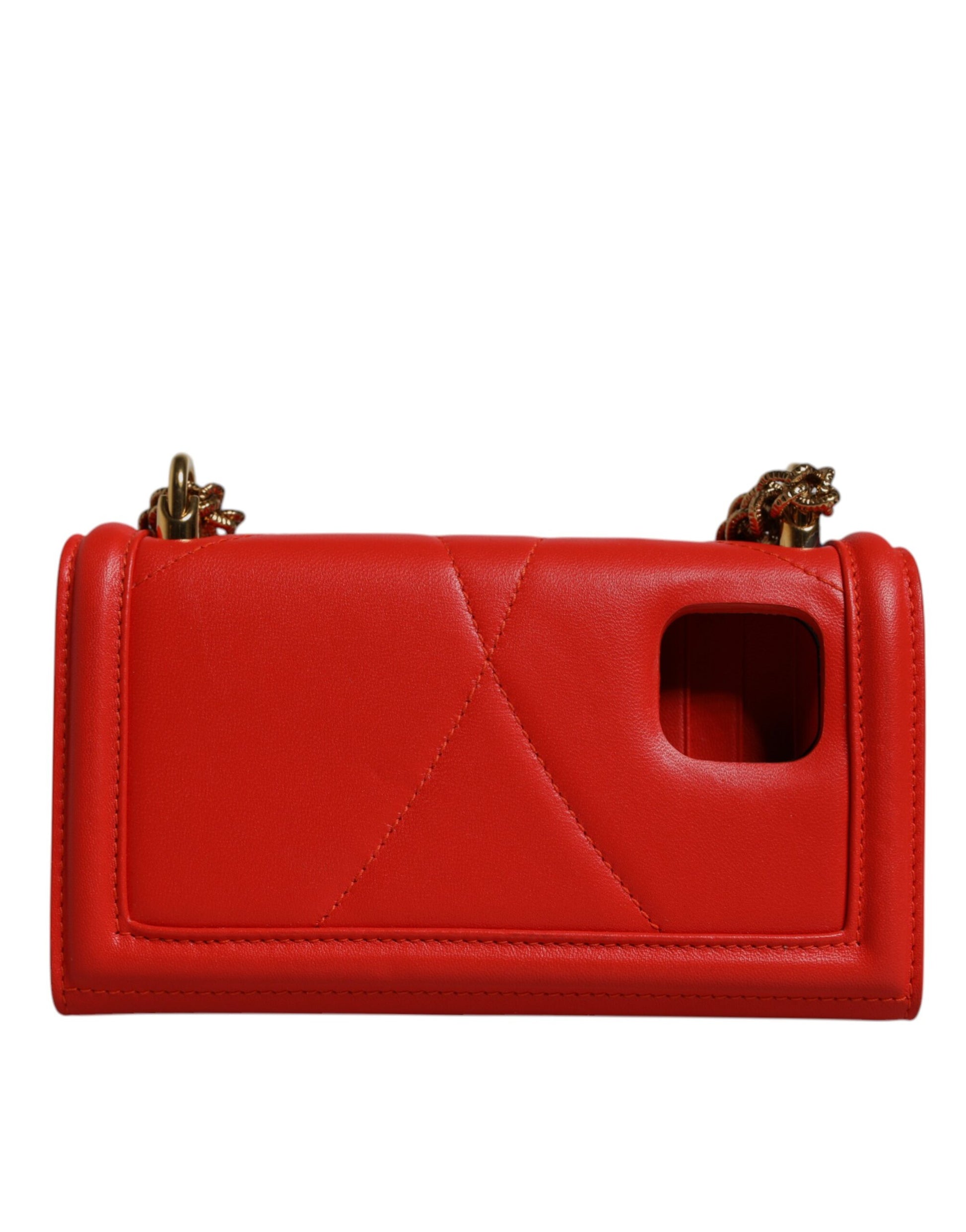 Sac à bandoulière Dolce & Gabbana Devotion matelassé rouge avec chaîne pour téléphone