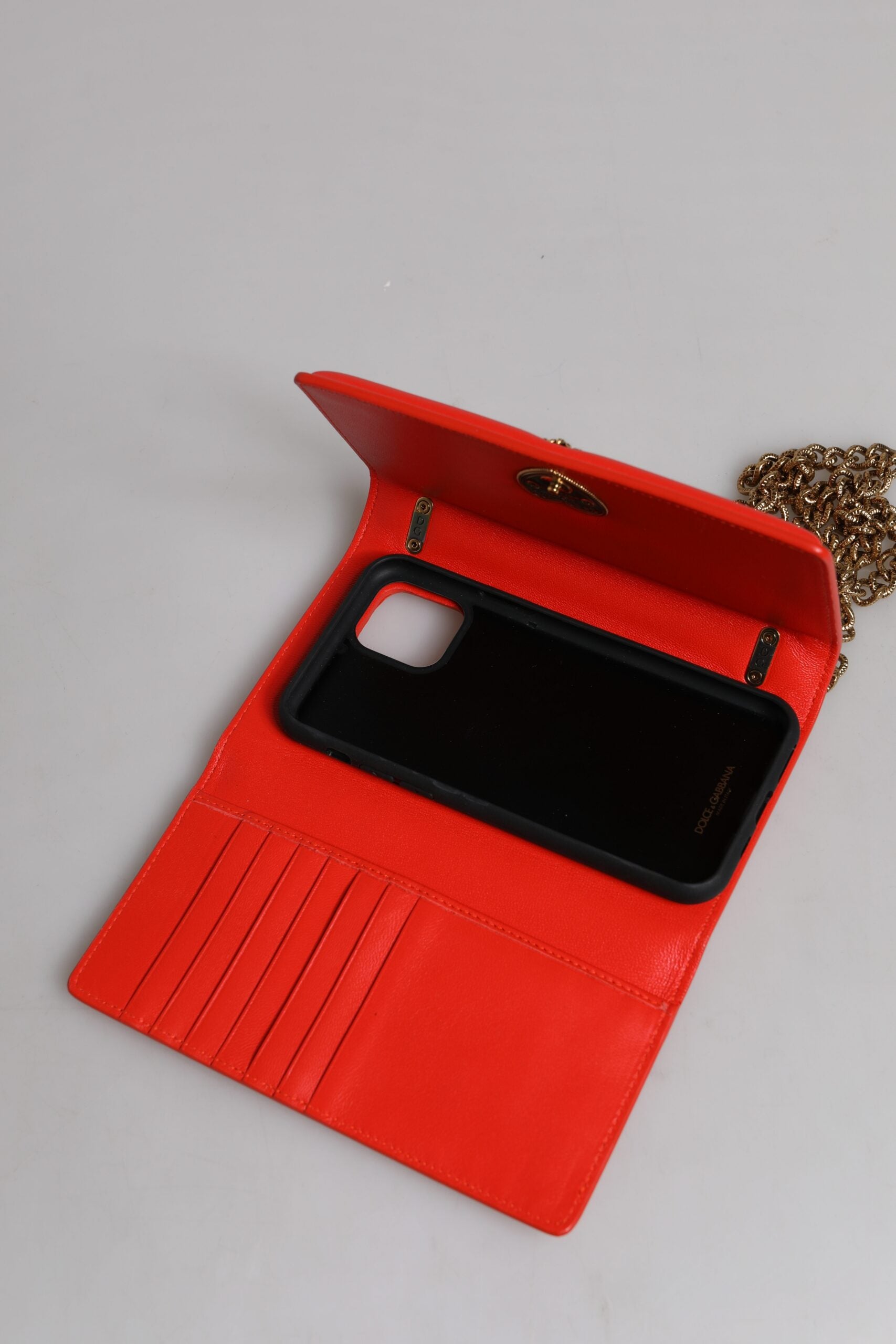 Sac à bandoulière Dolce & Gabbana Devotion matelassé rouge avec chaîne pour téléphone
