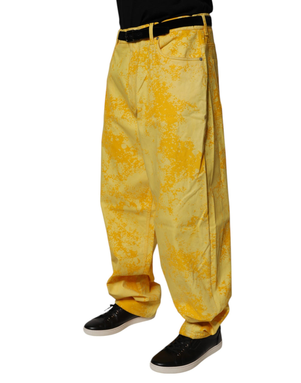 Jean droit en denim de coton tie-dye jaune Dolce & Gabbana