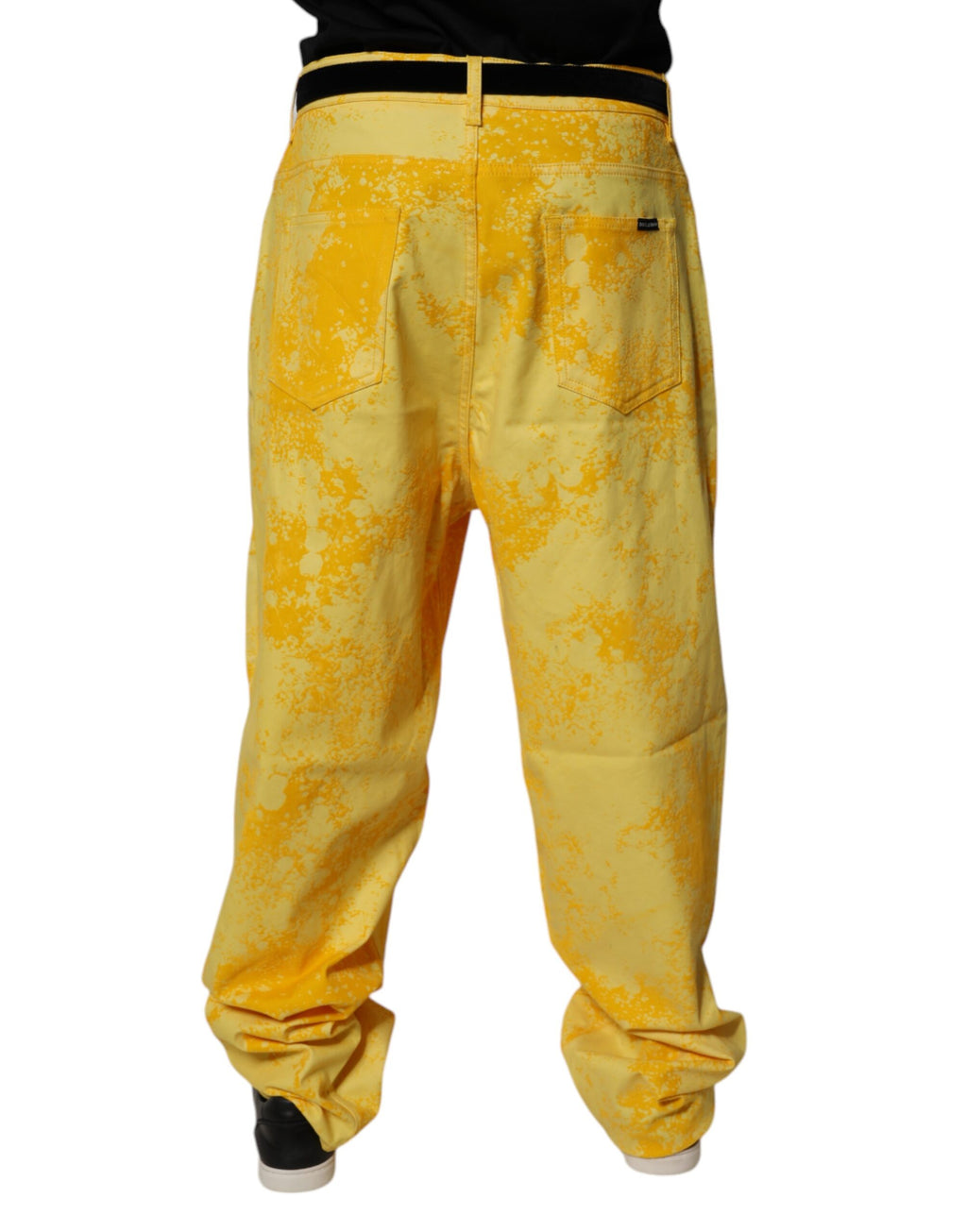 Jean droit en denim de coton tie-dye jaune Dolce & Gabbana