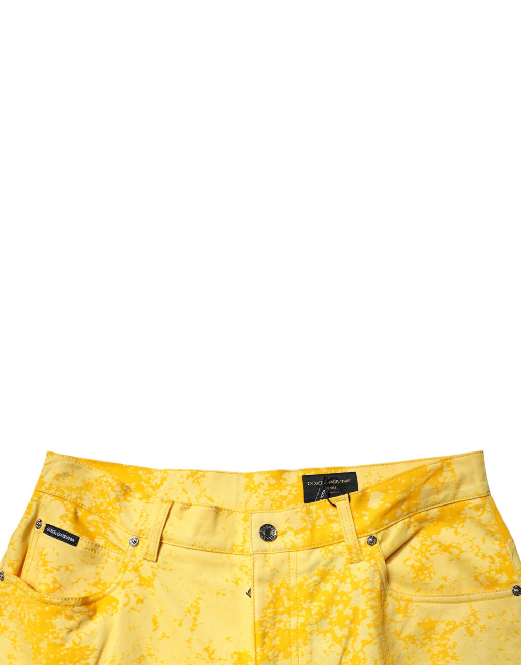 Jean droit en denim de coton tie-dye jaune Dolce & Gabbana