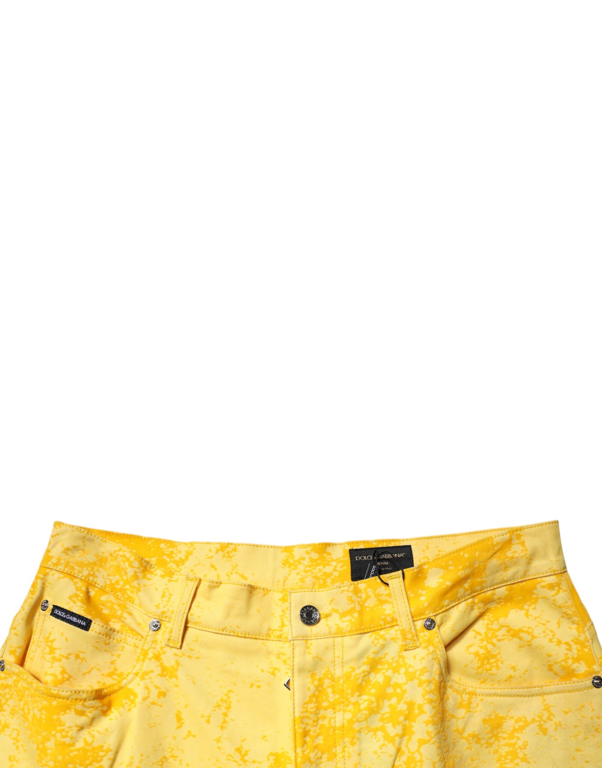 Jean droit en denim de coton tie-dye jaune Dolce & Gabbana