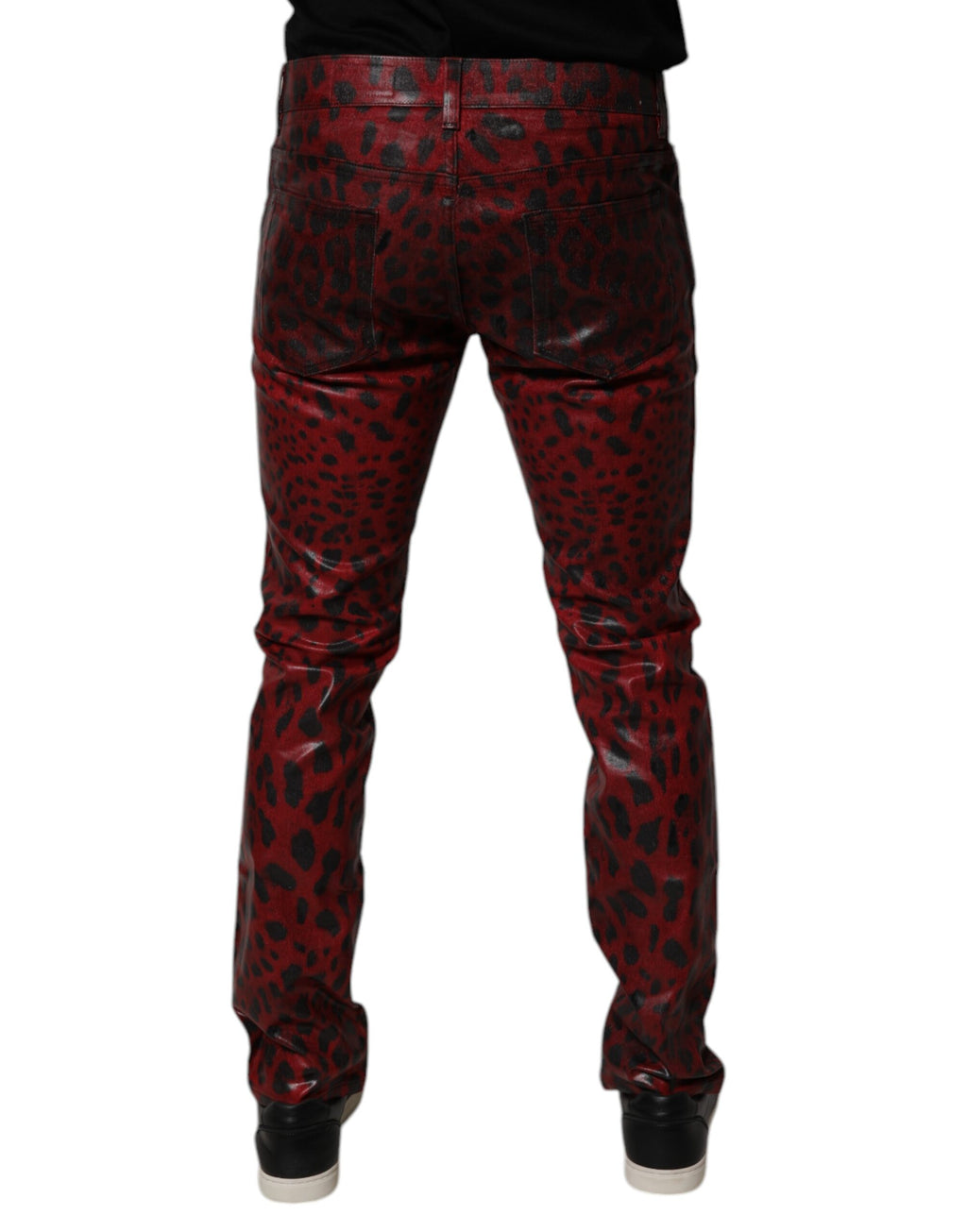 Jean skinny en denim de coton rouge léopard Dolce & Gabbana pour homme