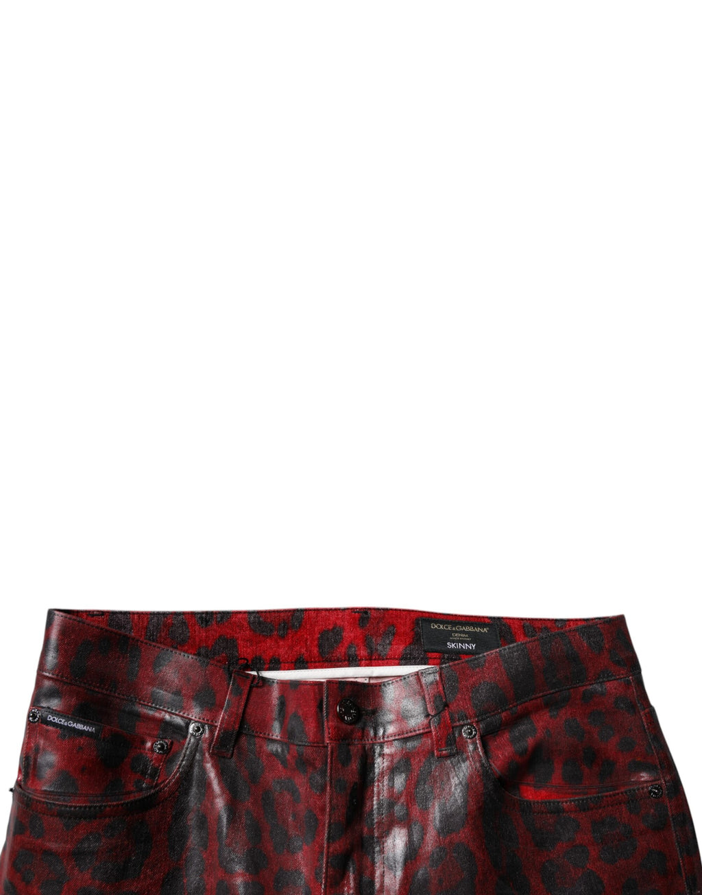 Jean skinny en denim de coton rouge léopard Dolce & Gabbana pour homme