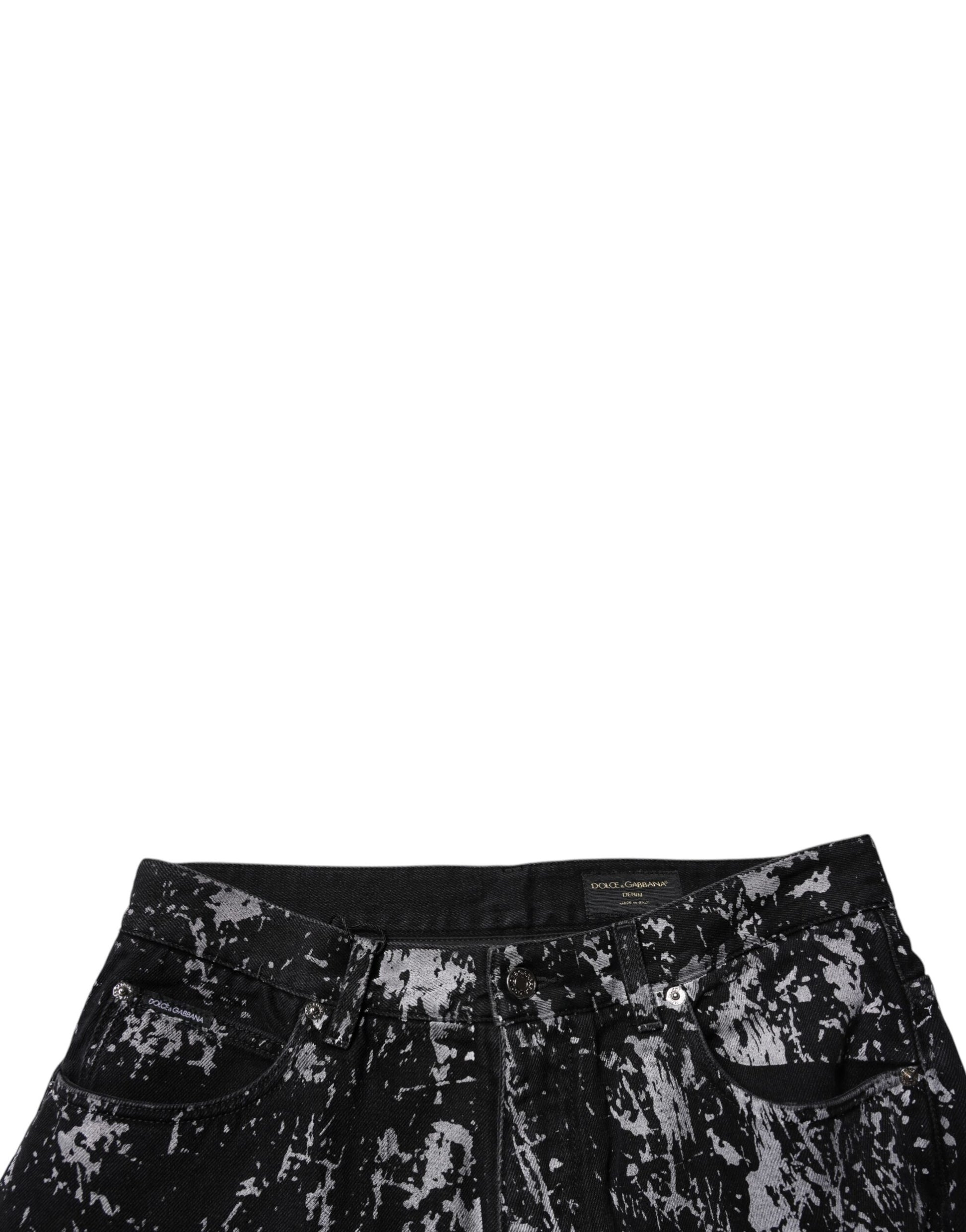 Dolce & Gabbana Black Tie Dye Cotton Straight Men Denim Jeans