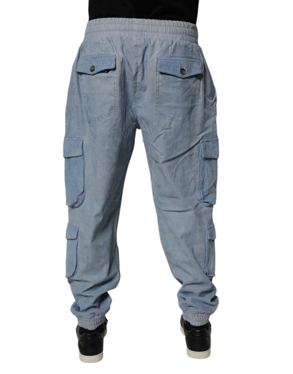 Pantalon Cargo Homme Dolce & Gabbana en Jean de Coton Bleu Clair