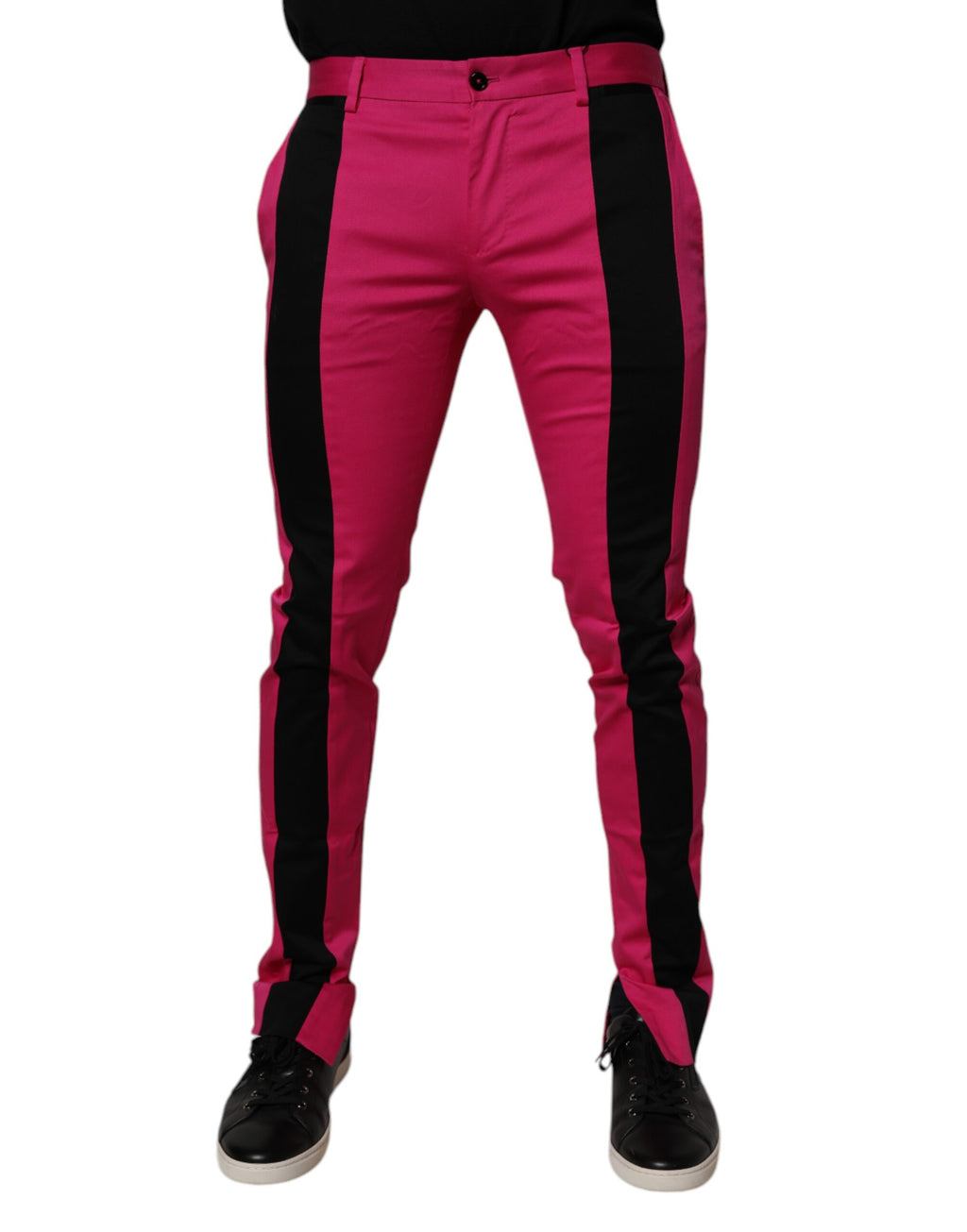 Pantalon de Costume Homme Slim Rayé Rose et Noir Dolce & Gabbana
