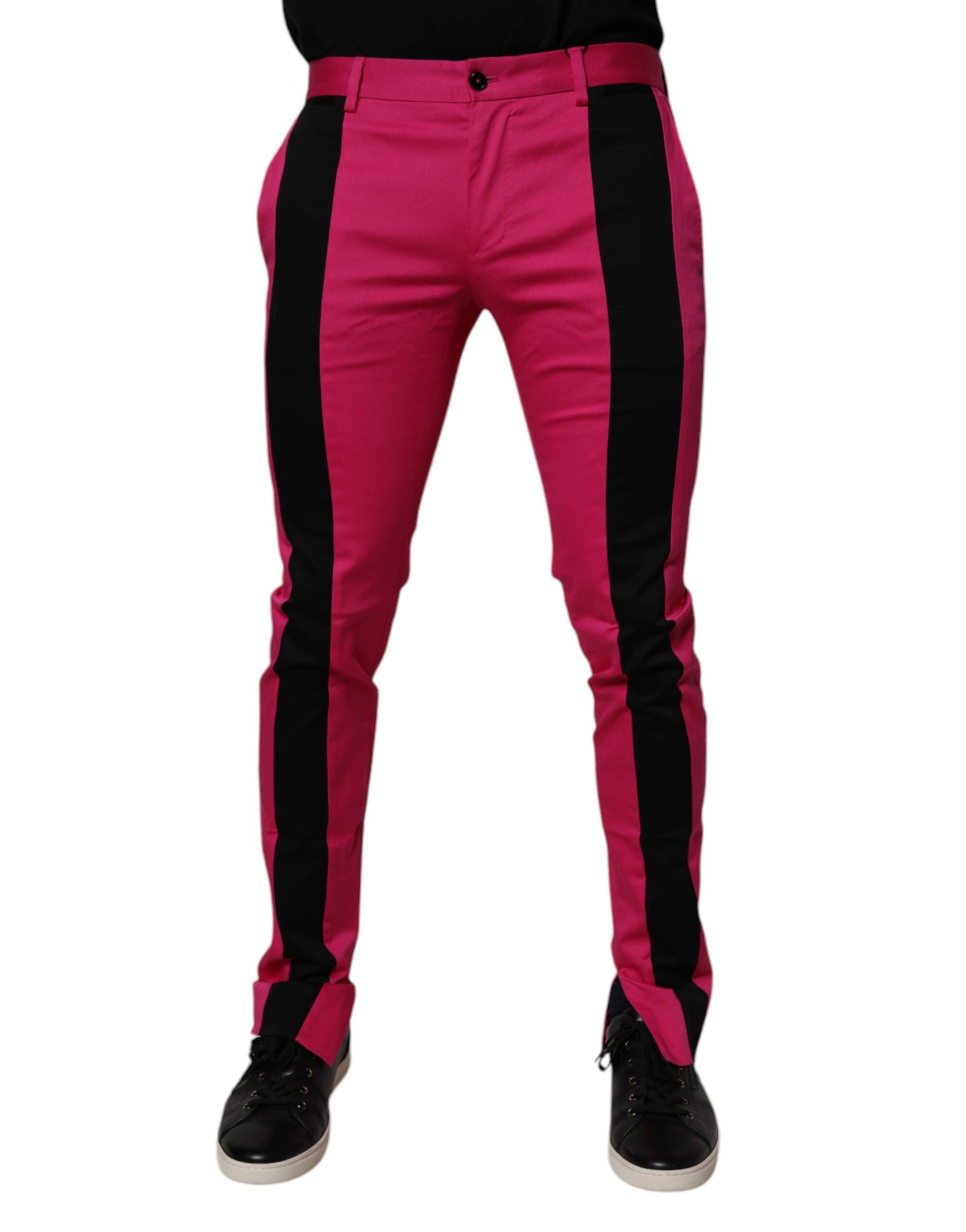 Pantalon de Costume Homme Slim Rayé Rose et Noir Dolce & Gabbana