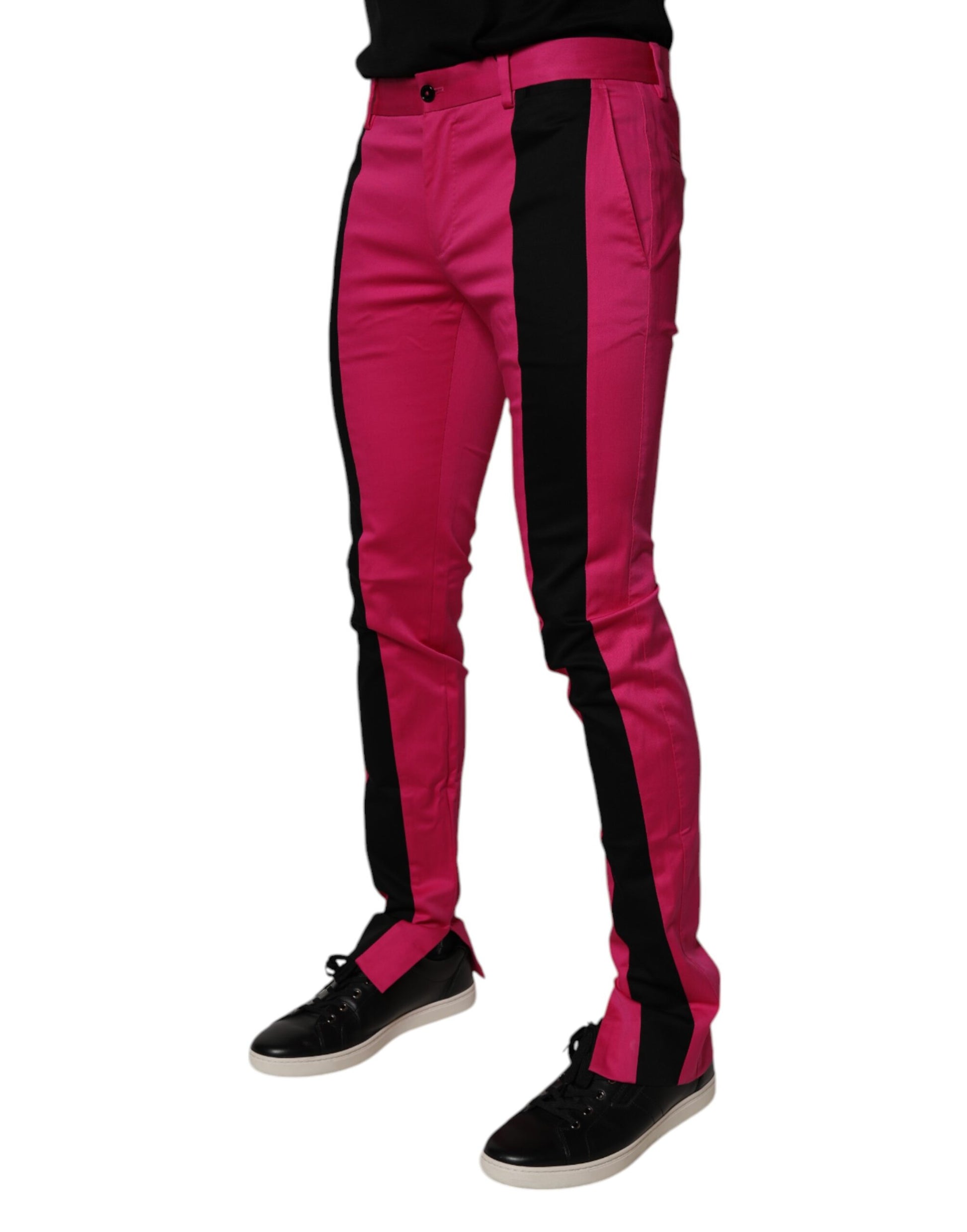 Pantalon de Costume Homme Slim Rayé Rose et Noir Dolce & Gabbana