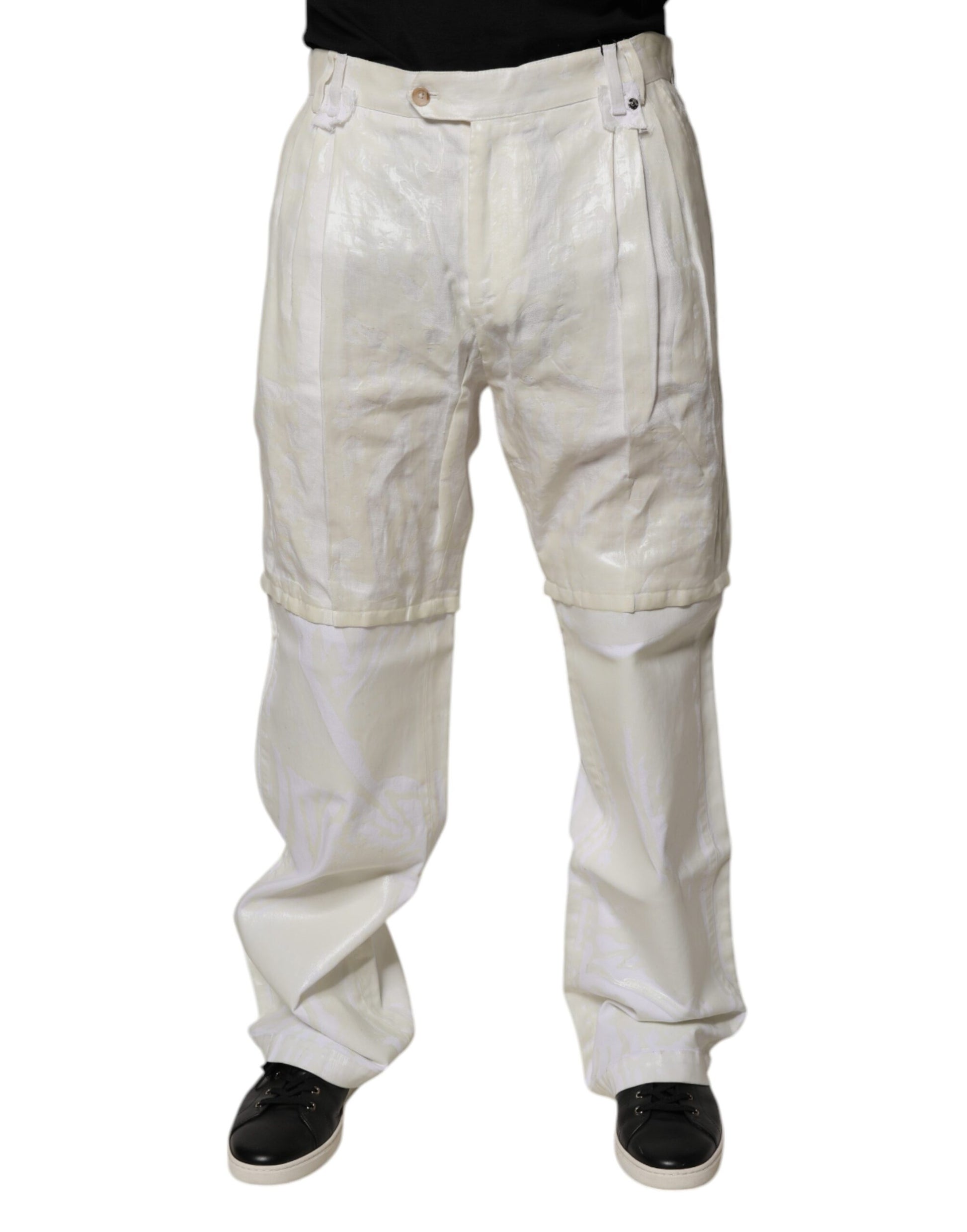 Jean en jean droit taille mi-haute en lin blanc Dolce & Gabbana pour homme