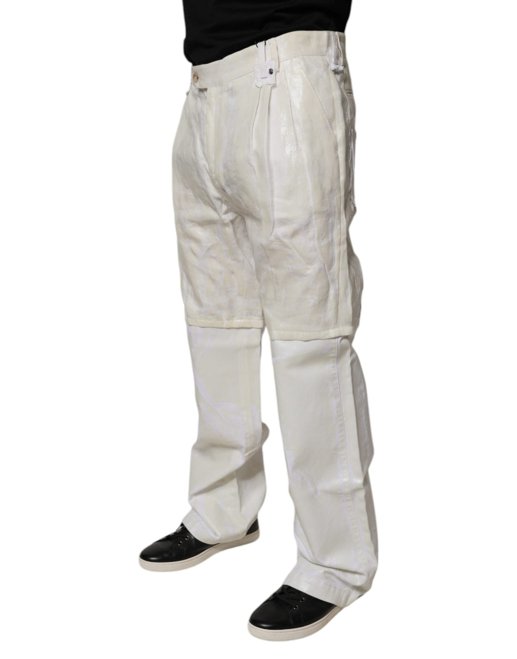 Jean en jean droit taille mi-haute en lin blanc Dolce & Gabbana pour homme