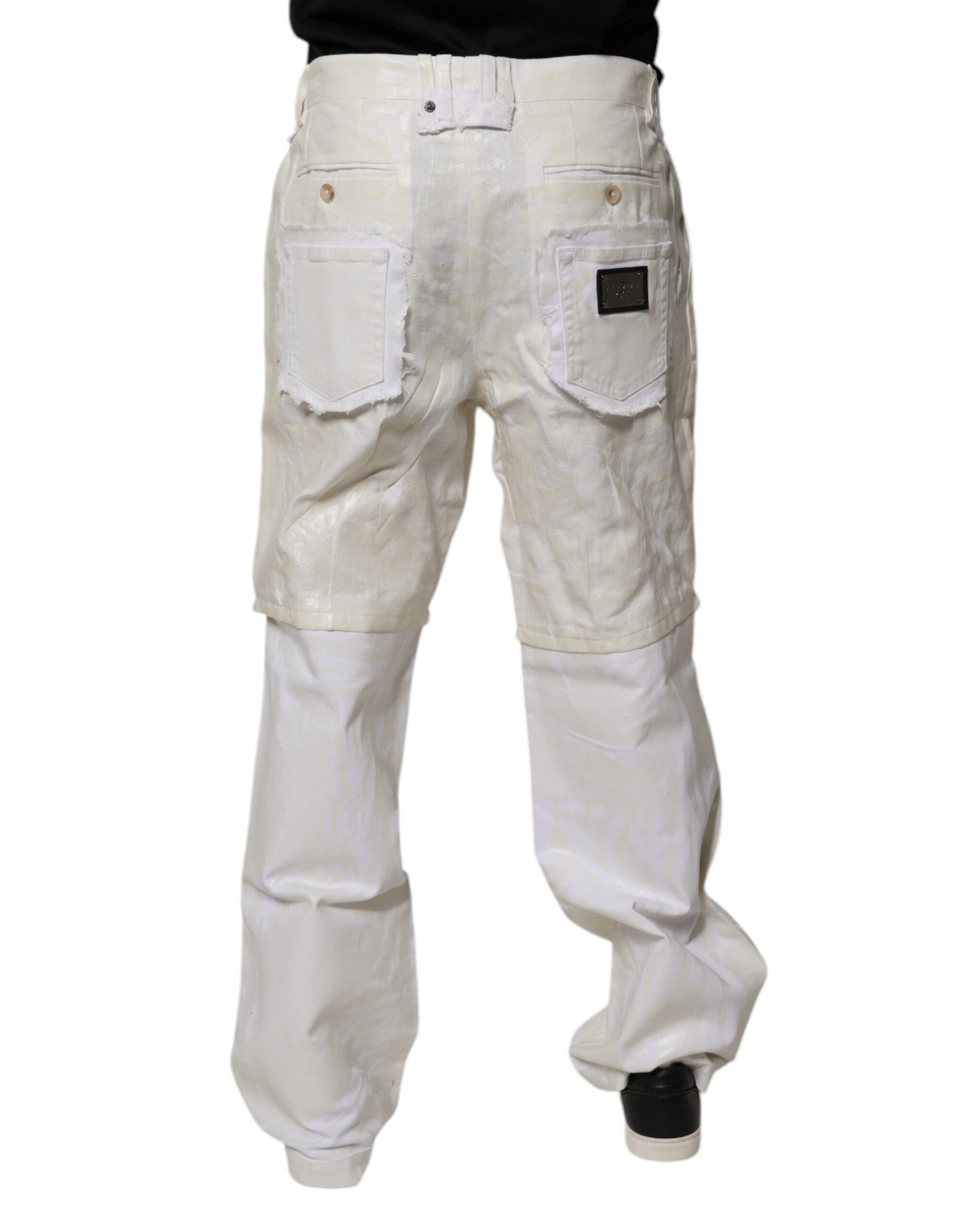 Jean en jean droit taille mi-haute en lin blanc Dolce & Gabbana pour homme