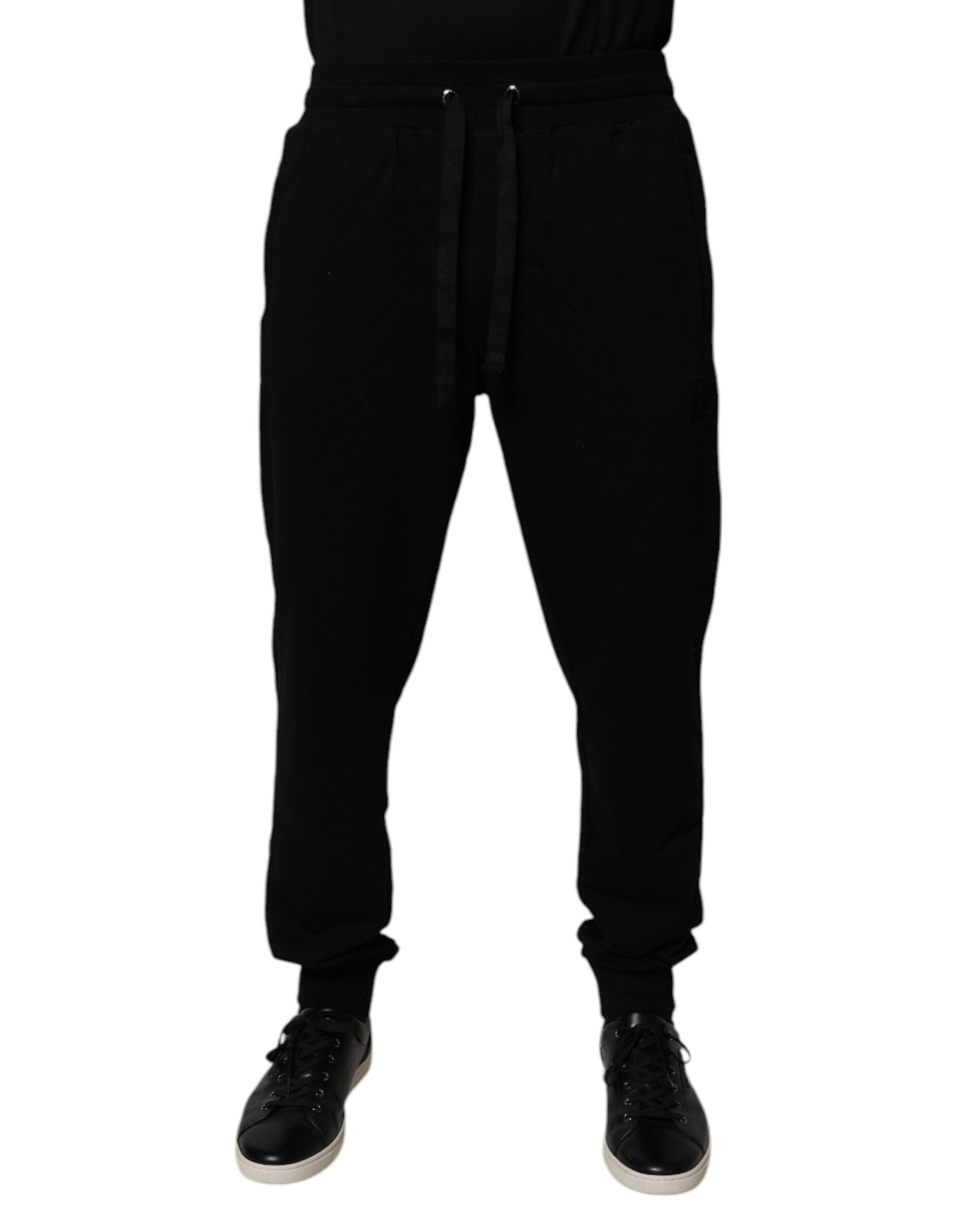 Pantalon de jogging Dolce & Gabbana noir en coton taille mi-haute