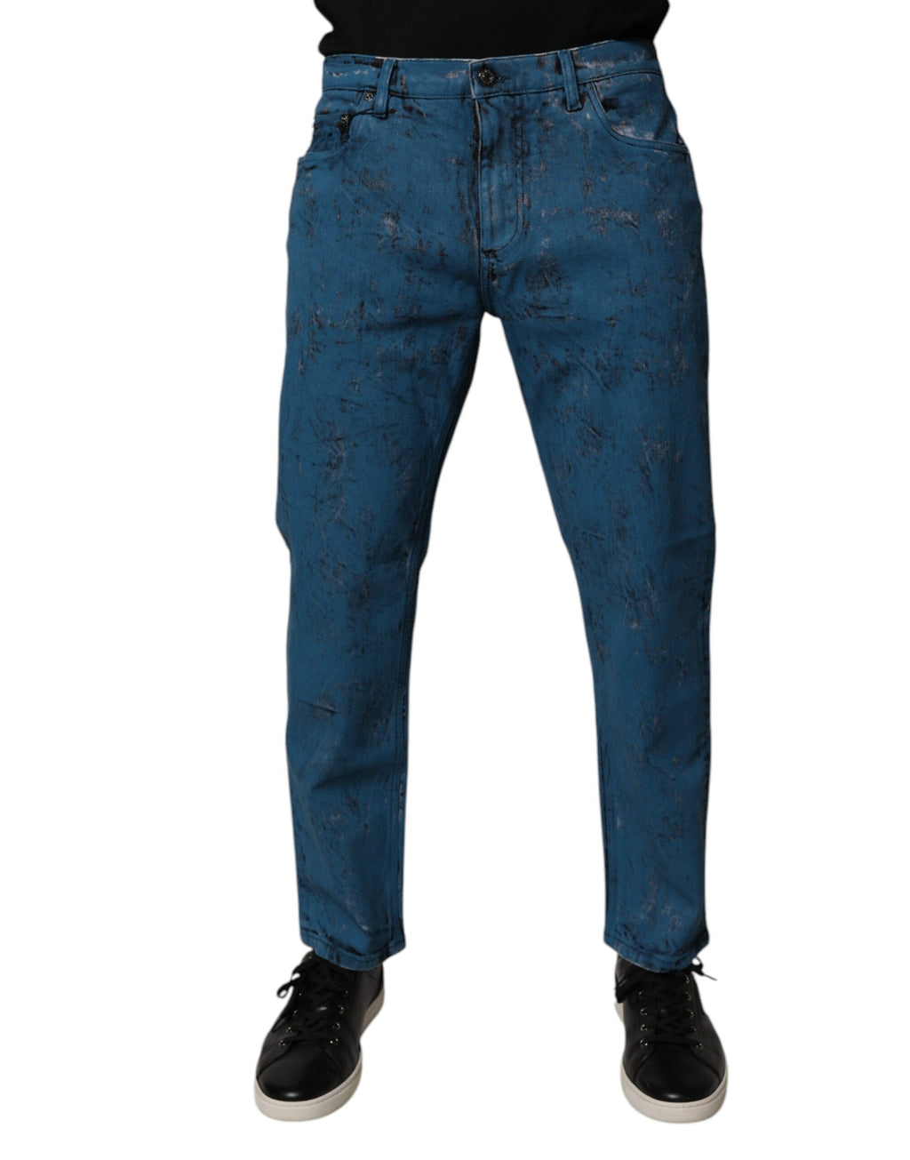 Jean slim en coton tie-dye bleu Dolce & Gabbana pour homme