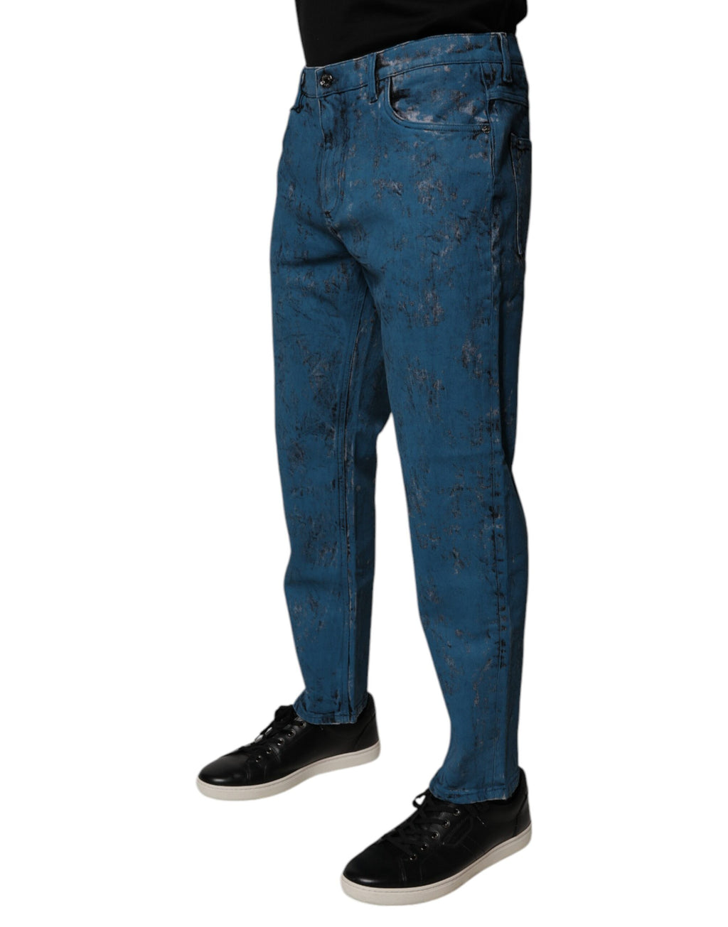 Jean slim en coton tie-dye bleu Dolce & Gabbana pour homme