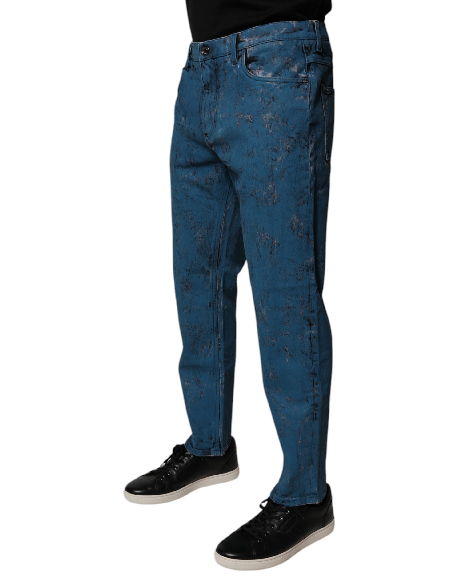 Jean slim en coton tie-dye bleu Dolce & Gabbana pour homme