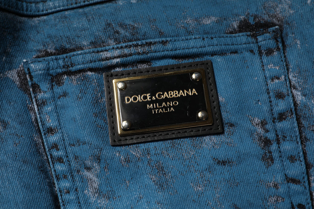 Jean slim en coton tie-dye bleu Dolce & Gabbana pour homme