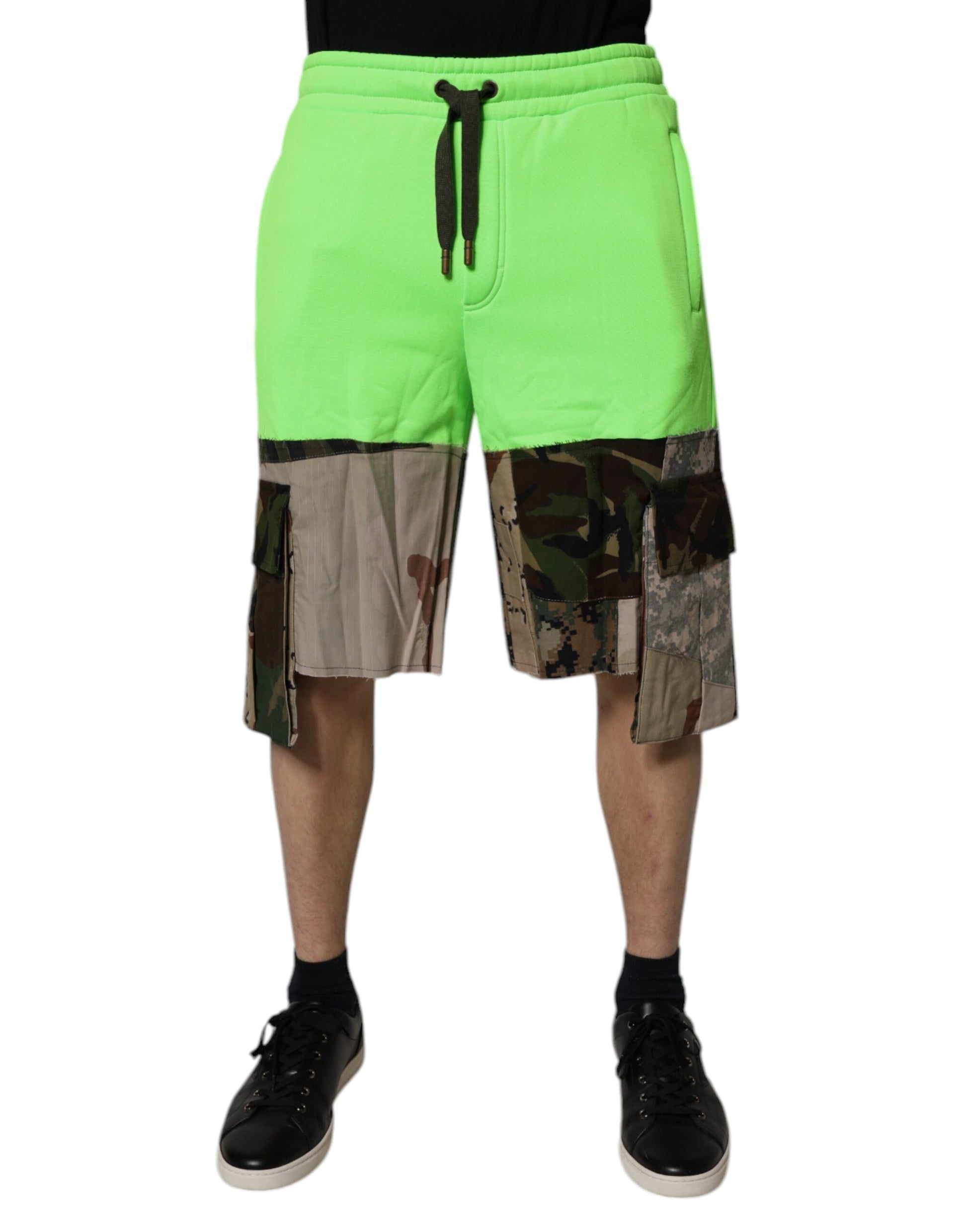 Shorts Cargo Homme Camouflage Patchwork Vert Dolce & Gabbana