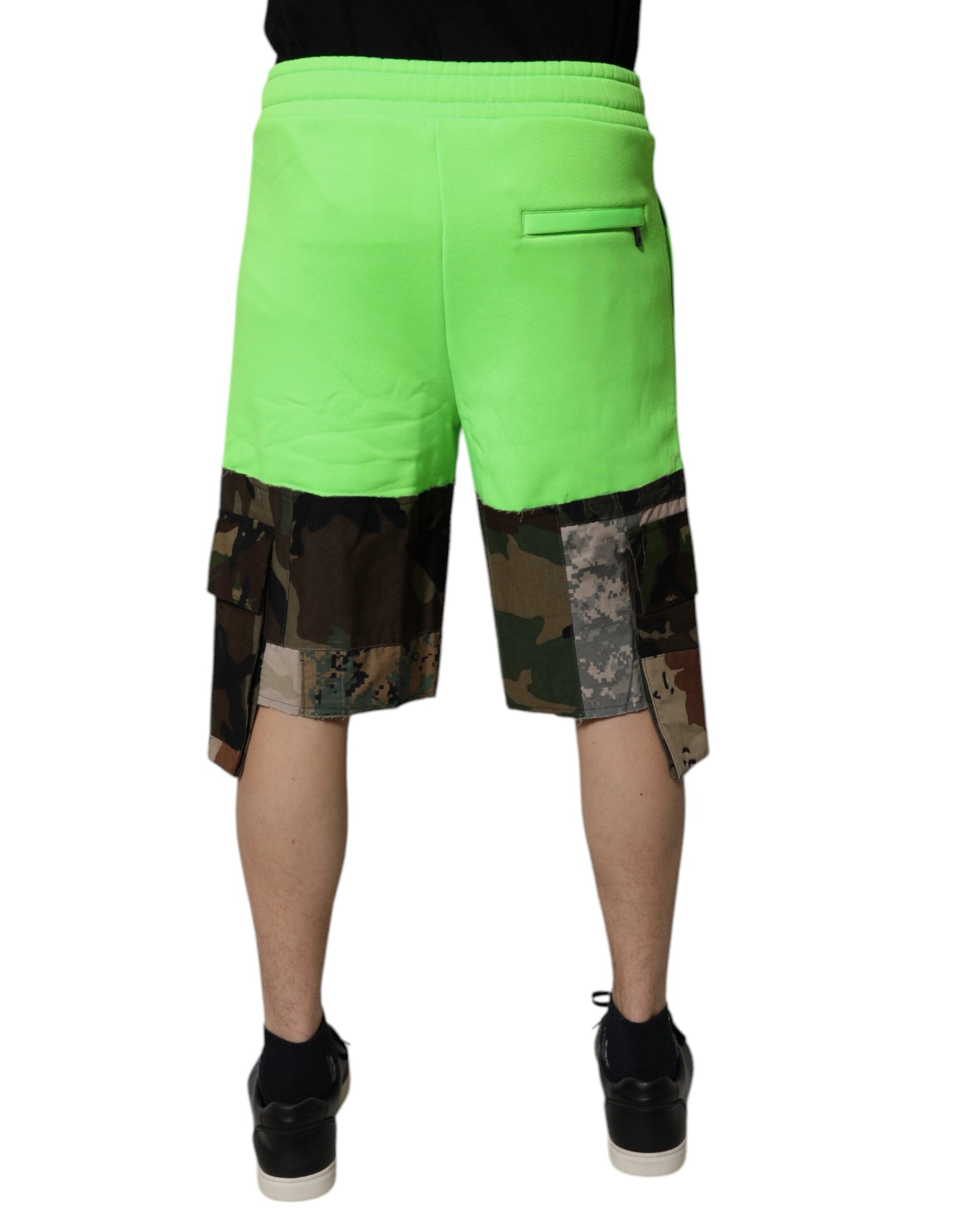 Shorts Cargo Homme Camouflage Patchwork Vert Dolce & Gabbana