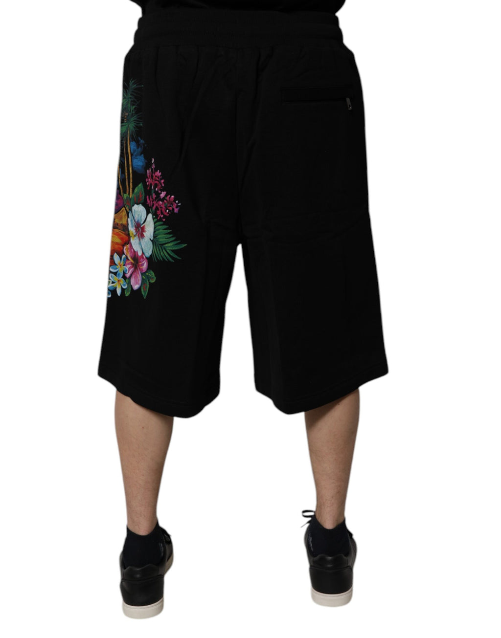 Shorts bermudas Dolce & Gabbana en coton noir imprimé floral logo
