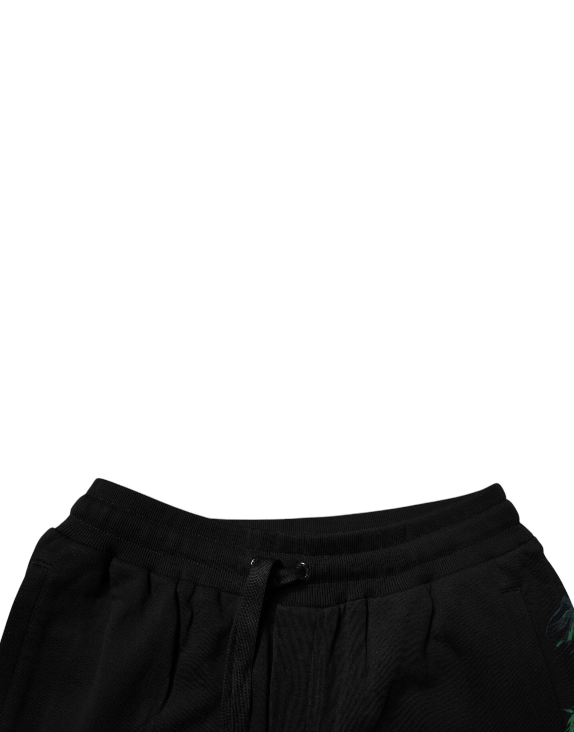 Shorts bermudas Dolce & Gabbana en coton noir imprimé floral logo
