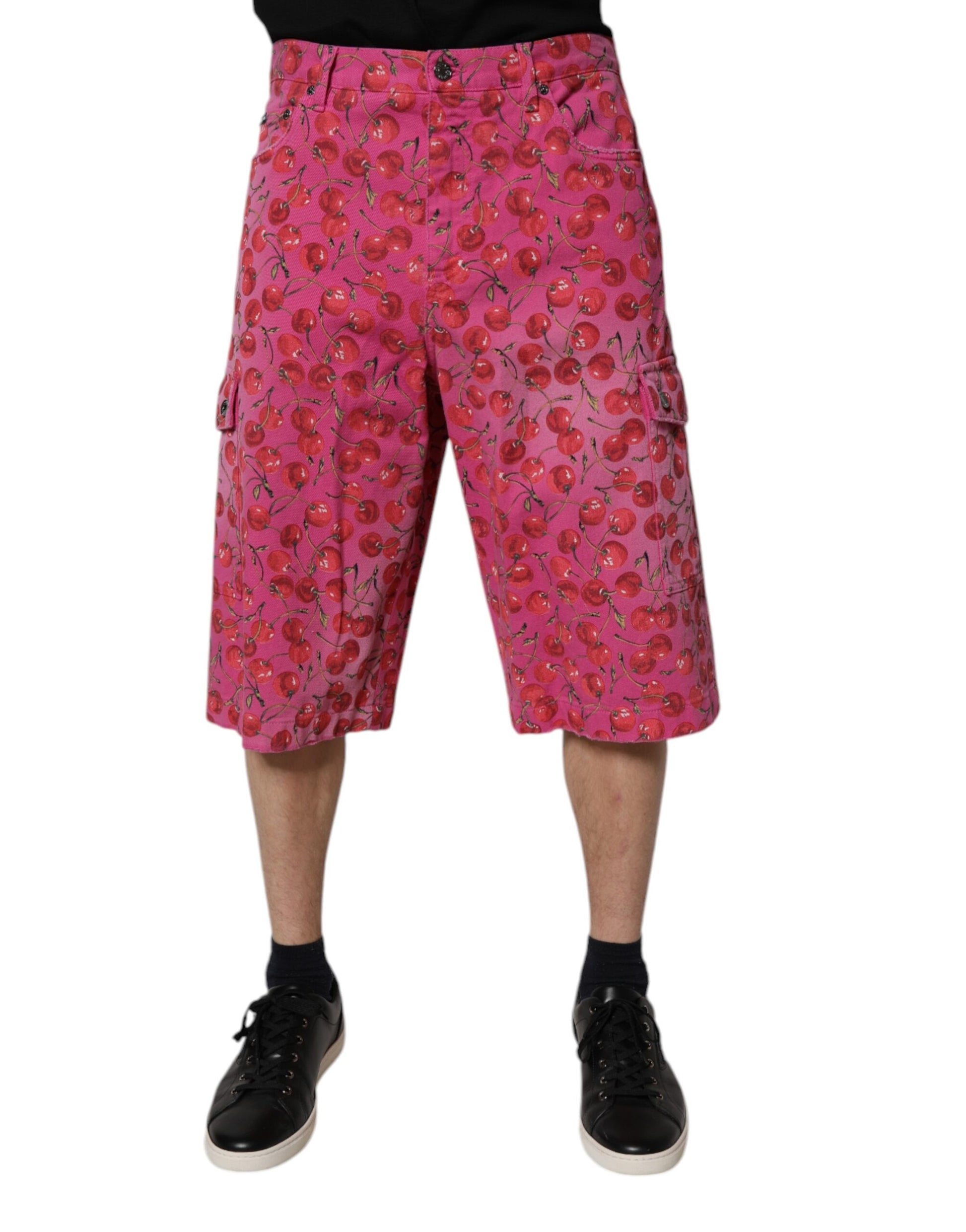 Shorts cargo en coton Dolce & Gabbana rose imprimé cerises