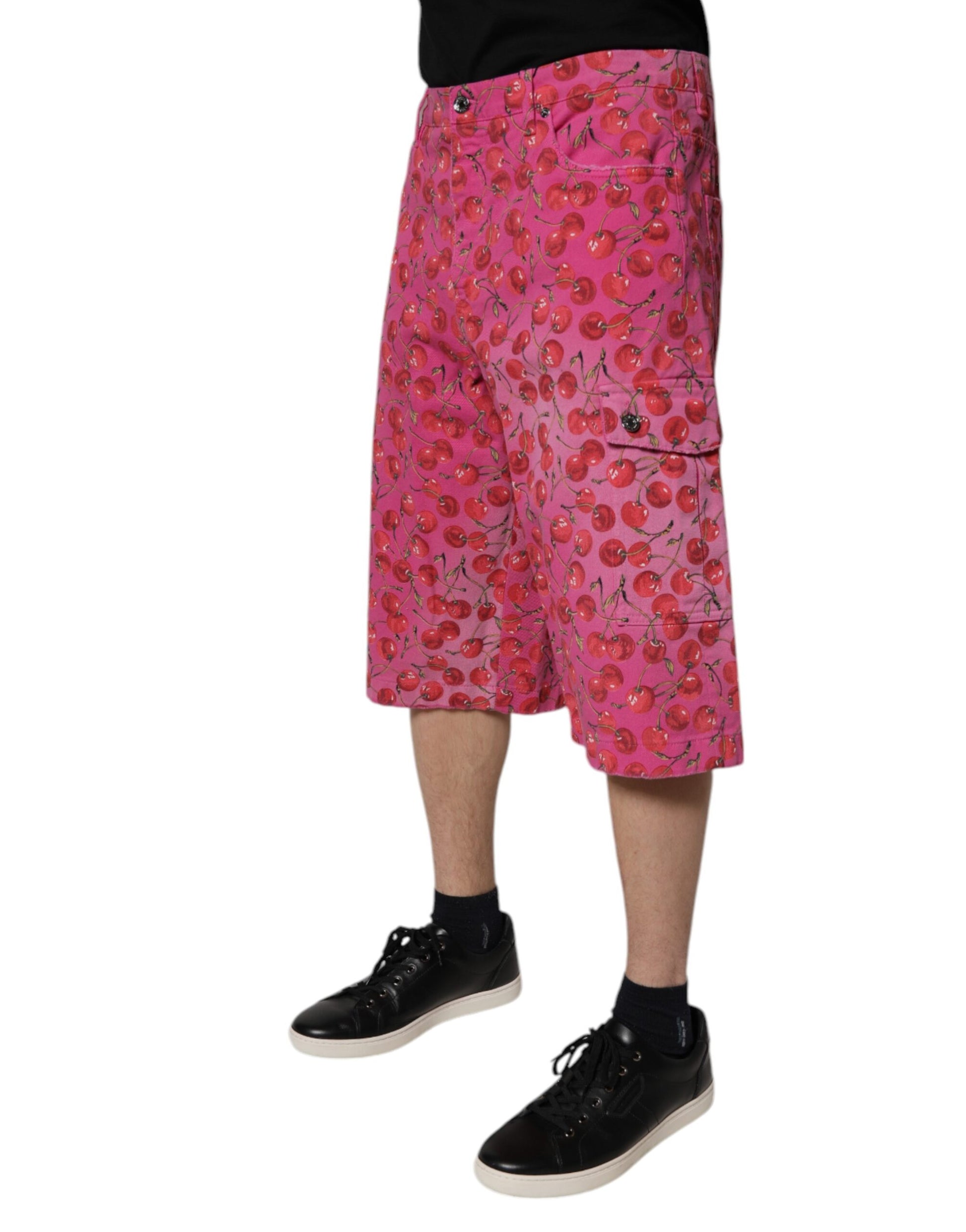Shorts cargo en coton Dolce & Gabbana rose imprimé cerises