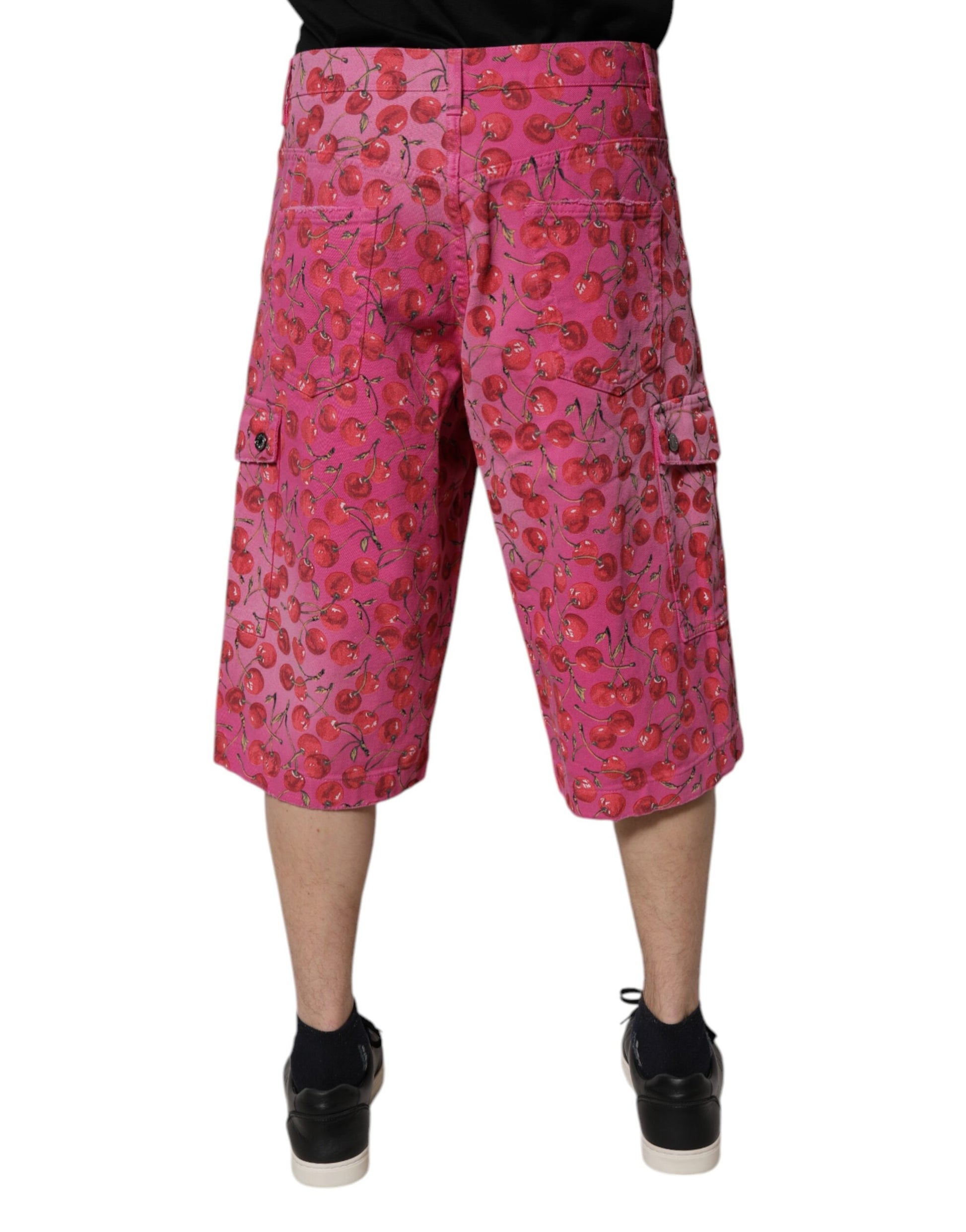 Shorts cargo en coton Dolce & Gabbana rose imprimé cerises