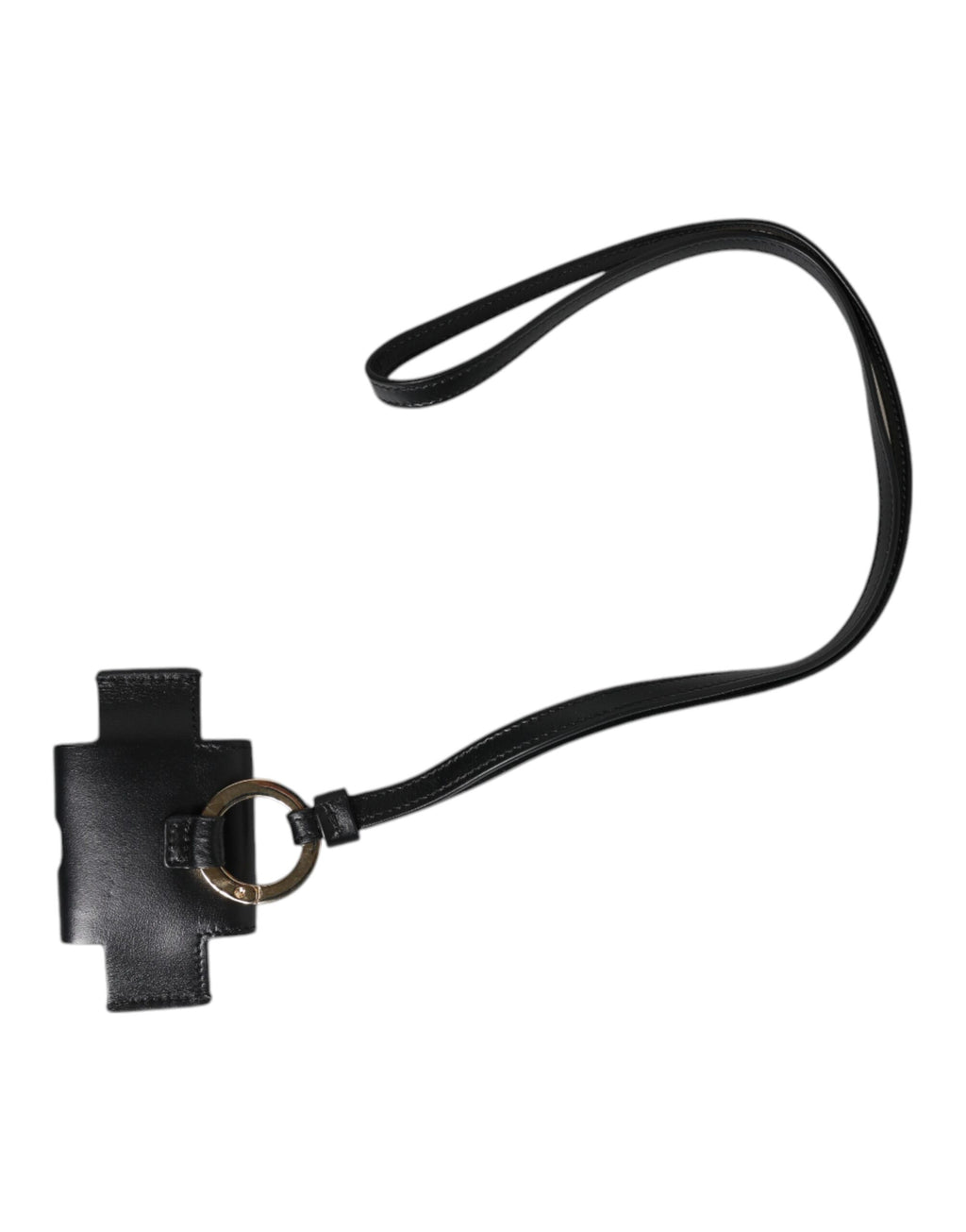 Étui AirPods Dolce & Gabbana en Cuir Noir avec Plaque Logo Métal Doré