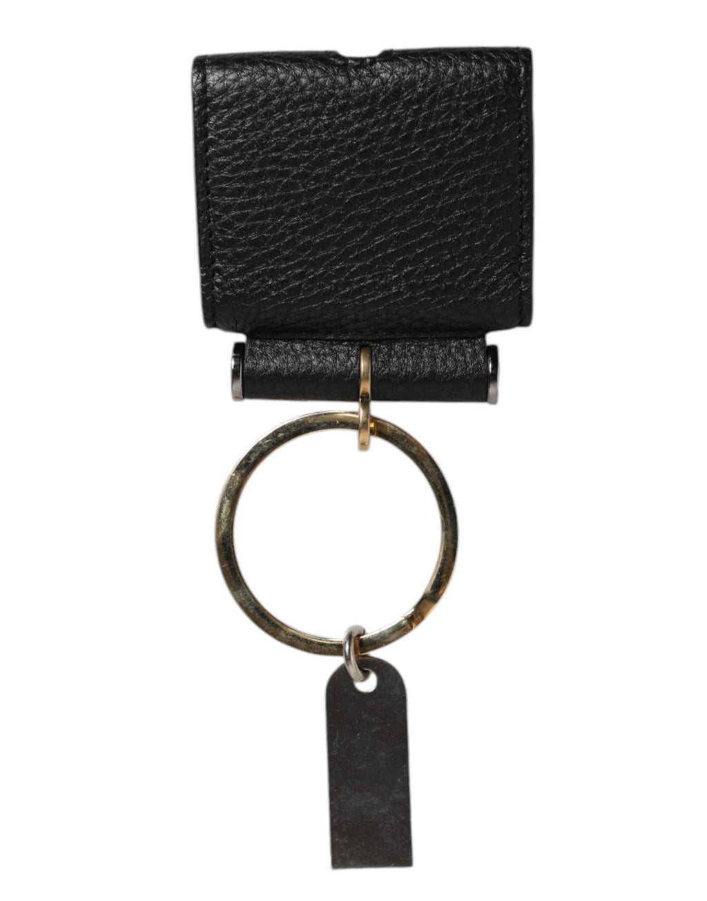 Étui AirPods Dolce & Gabbana en Cuir Noir avec Plaque Logo Métal Doré