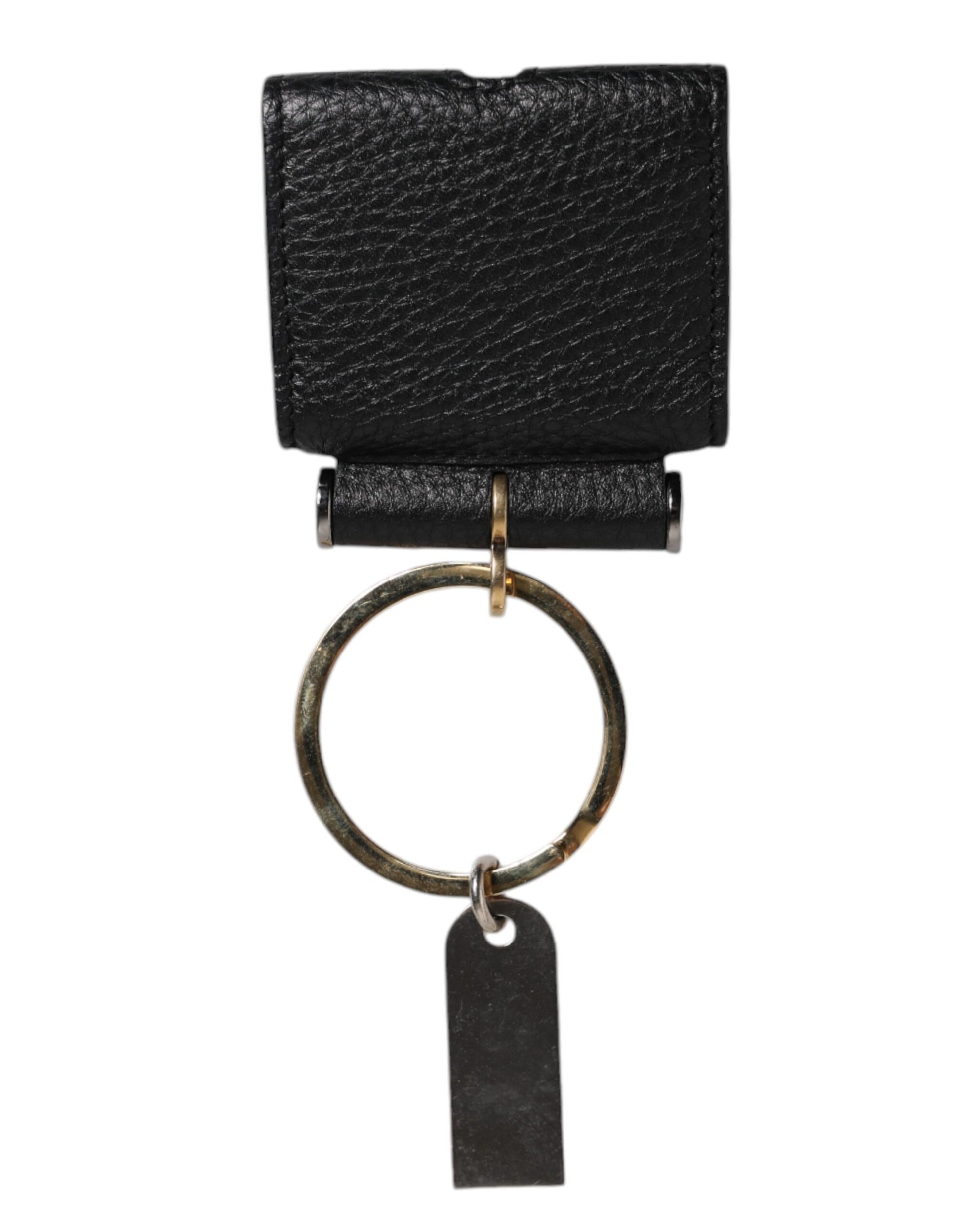Étui AirPods Dolce & Gabbana en Cuir Noir avec Plaque Logo Métal Doré