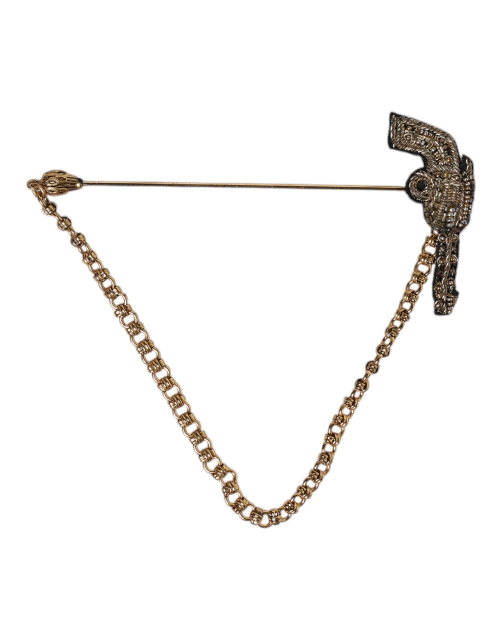 Dolce & Gabbana Broche de revers revolver en laiton, cuivre et or noir