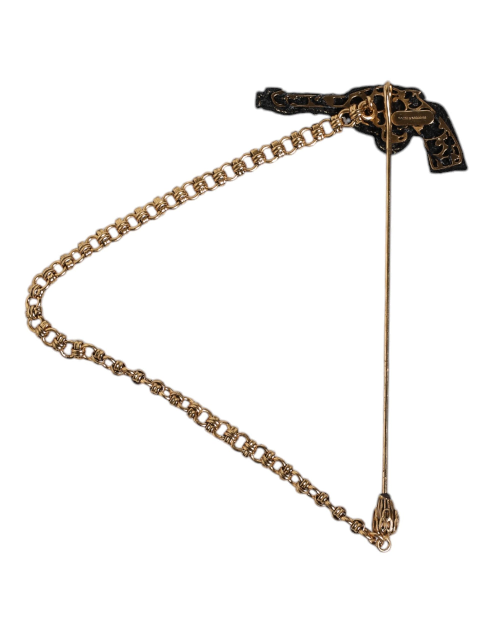 Dolce & Gabbana Broche de revers revolver en laiton, cuivre et or noir