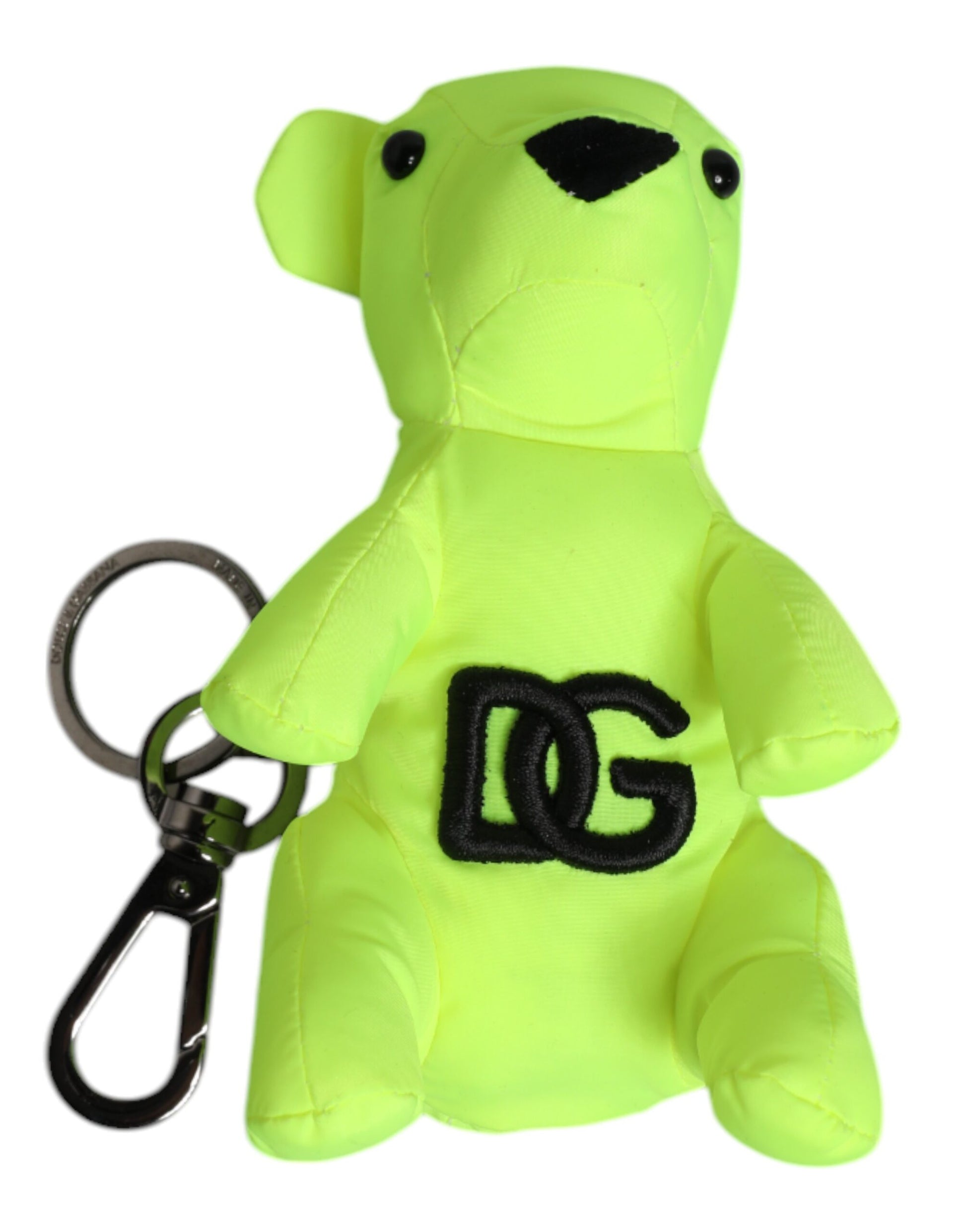 Porte-clés Dolce & Gabbana vert avec logo brodé ourson et fermoir mousqueton