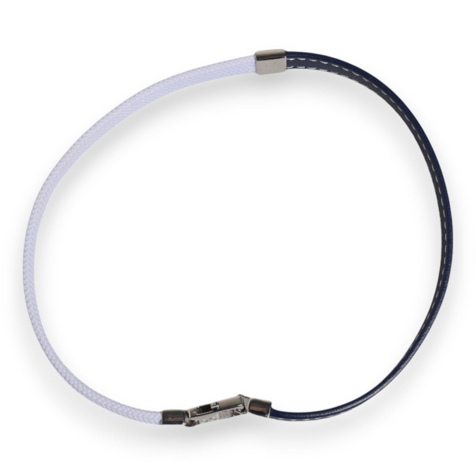 Dolce &amp; Gabbana – Armband mit silberfarbenem Verschluss und blau-weißem Lederbesatz mit DG-Gravur