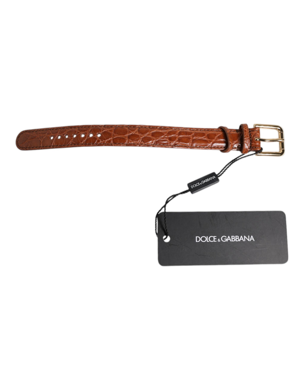 Dolce &amp; Gabbana Armband aus strukturiertem Leder in Braun mit goldener Metallschnalle