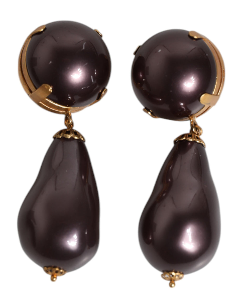 Dolce &amp; Gabbana – Ohrringe mit Clipverschluss aus goldenem Messing und schwarzen Perlen
