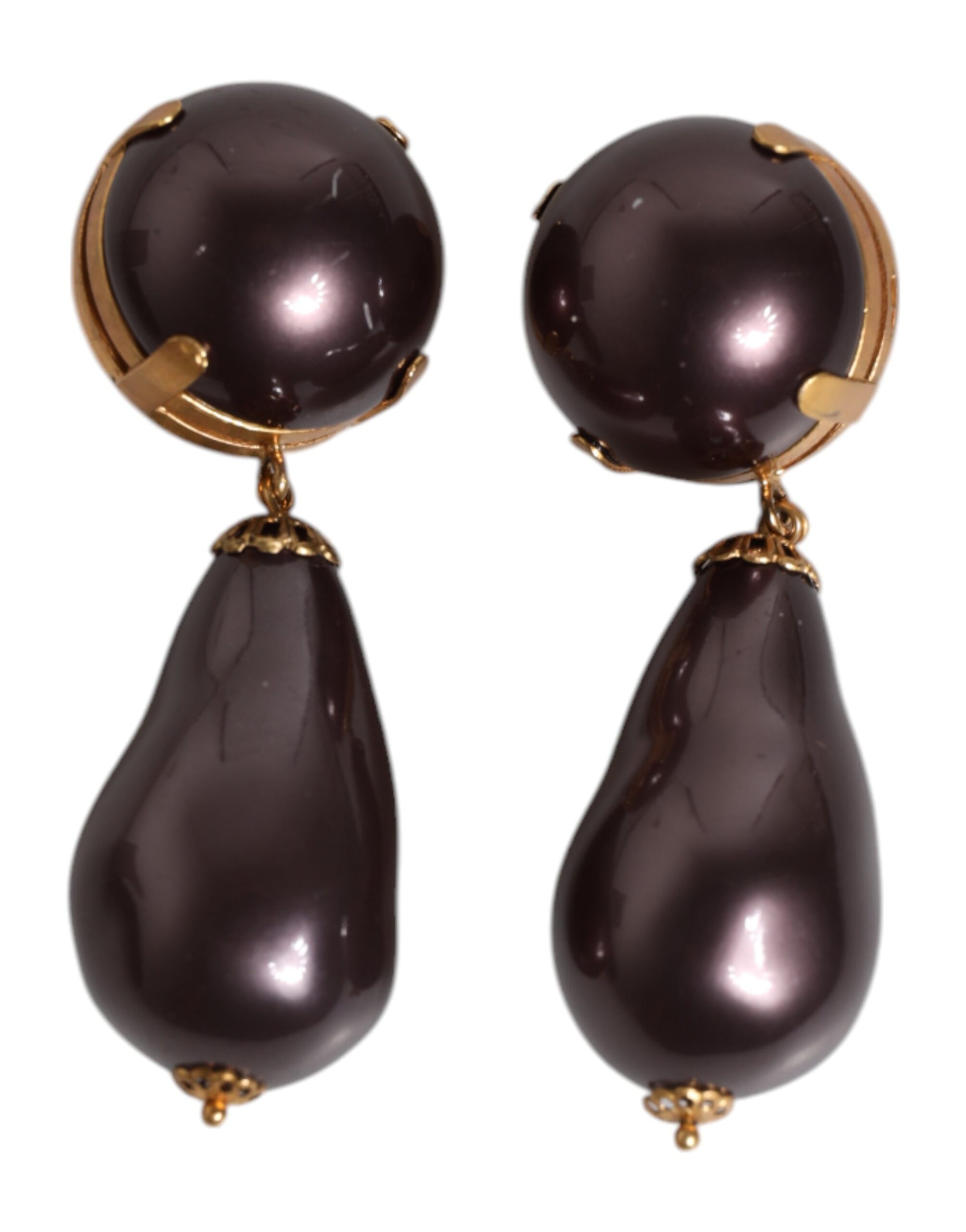 Dolce &amp; Gabbana – Ohrringe mit Clipverschluss aus goldenem Messing und schwarzen Perlen