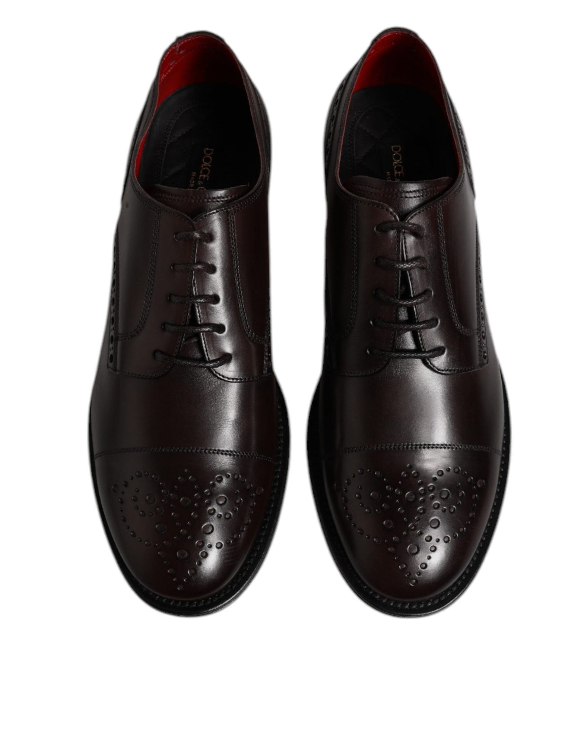 Chaussures habillées Richelieu en cuir de veau marron Dolce & Gabbana pour homme