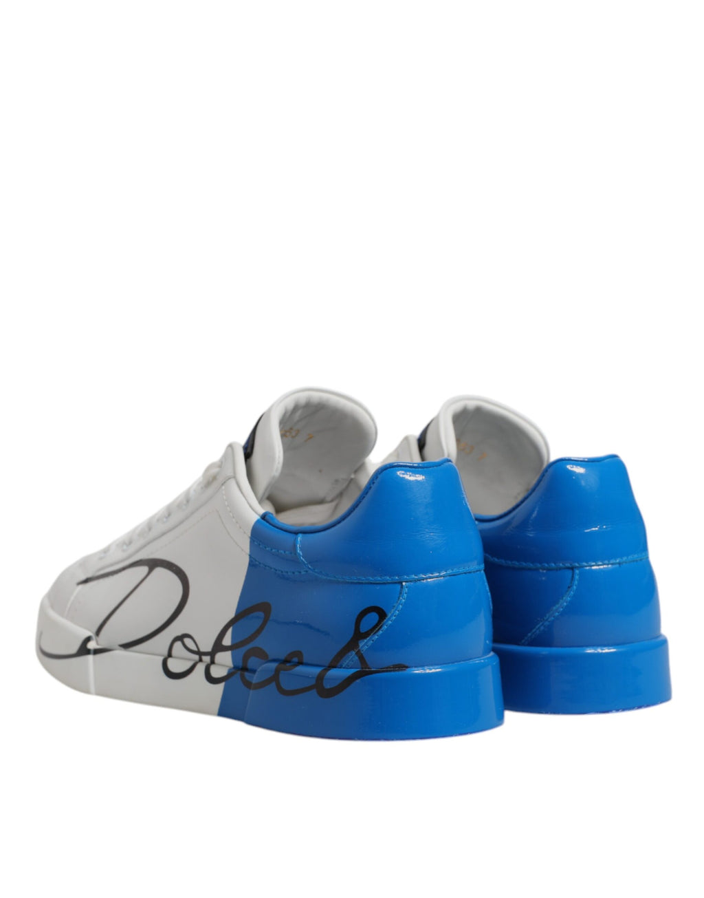 Chaussures Baskets Basses Dolce & Gabbana en Cuir Blanc et Bleu avec Logo
