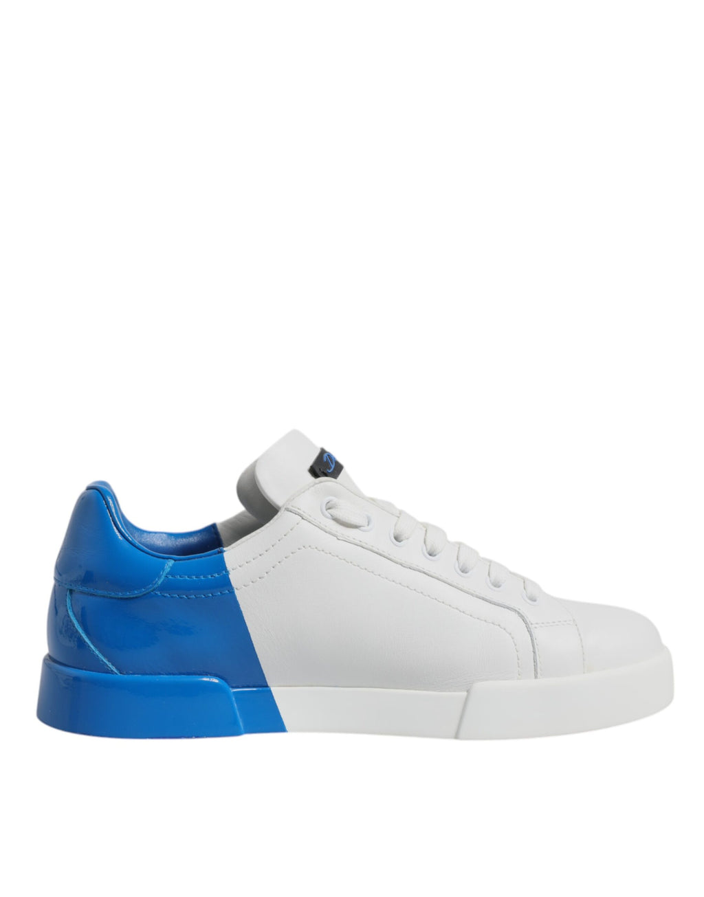 Chaussures Baskets Basses Dolce & Gabbana en Cuir Blanc et Bleu avec Logo