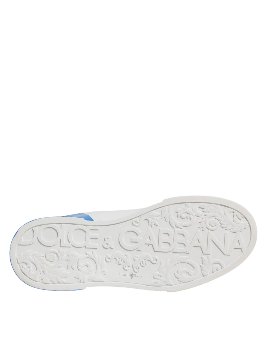 Chaussures Baskets Basses Dolce & Gabbana en Cuir Blanc et Bleu avec Logo
