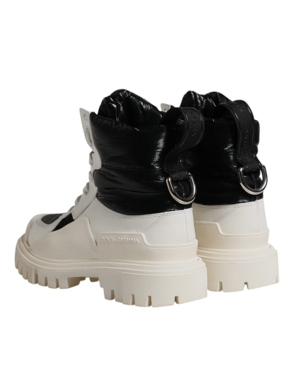 Dolce & Gabbana Bottes Mi-Mollet Blanches Matelassées à Lacets