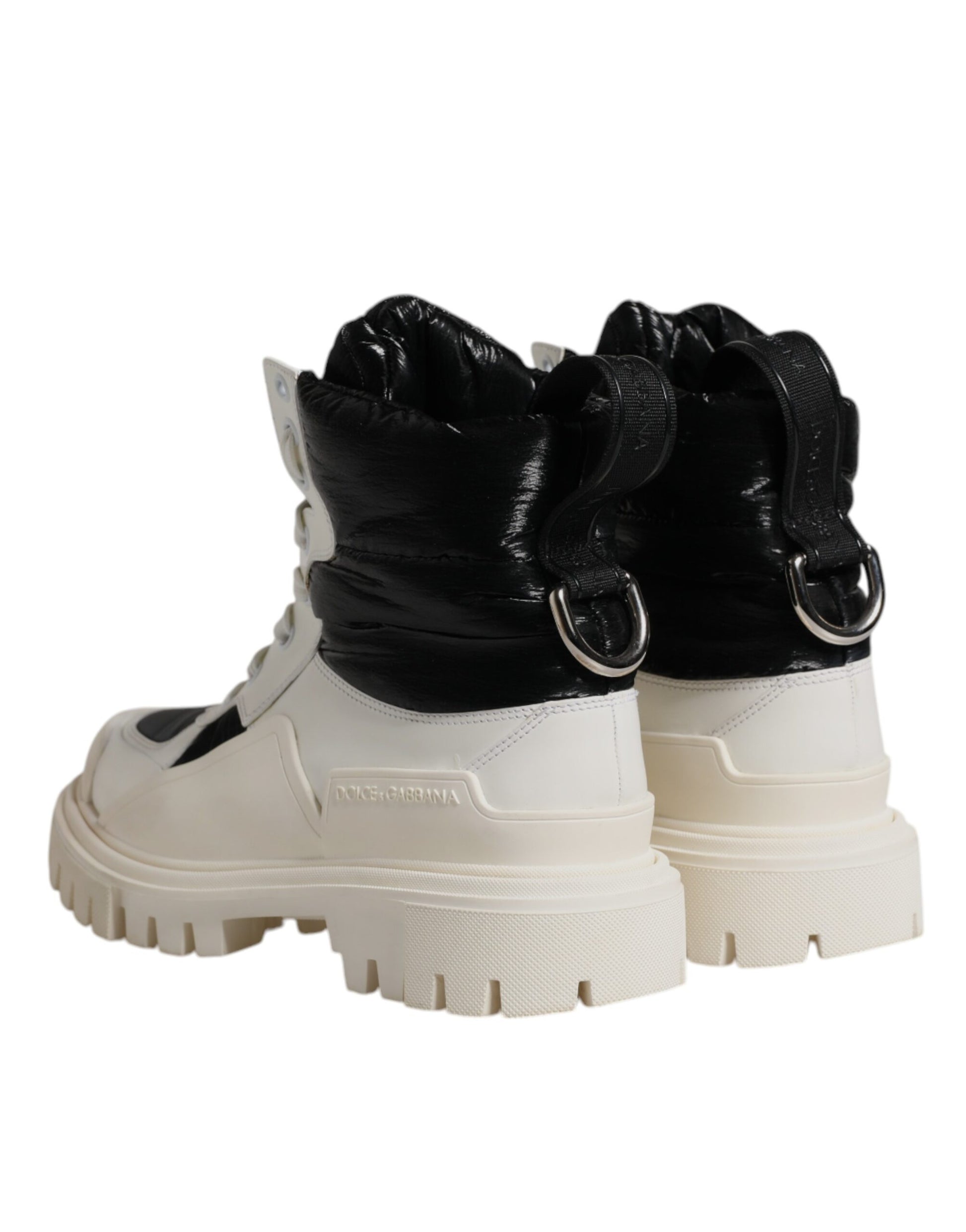 Dolce & Gabbana Bottes Mi-Mollet Blanches Matelassées à Lacets