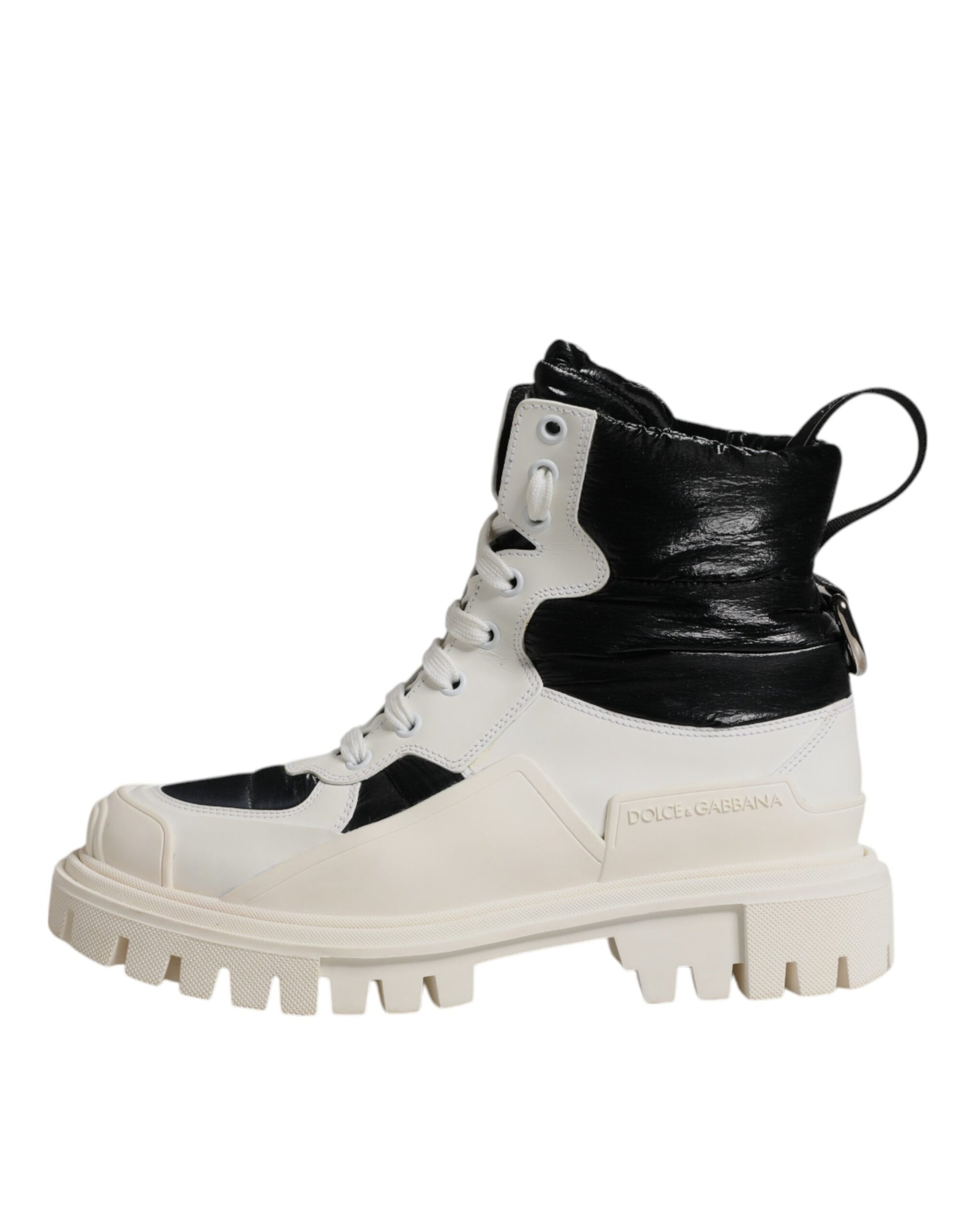 Dolce & Gabbana Bottes Mi-Mollet Blanches Matelassées à Lacets