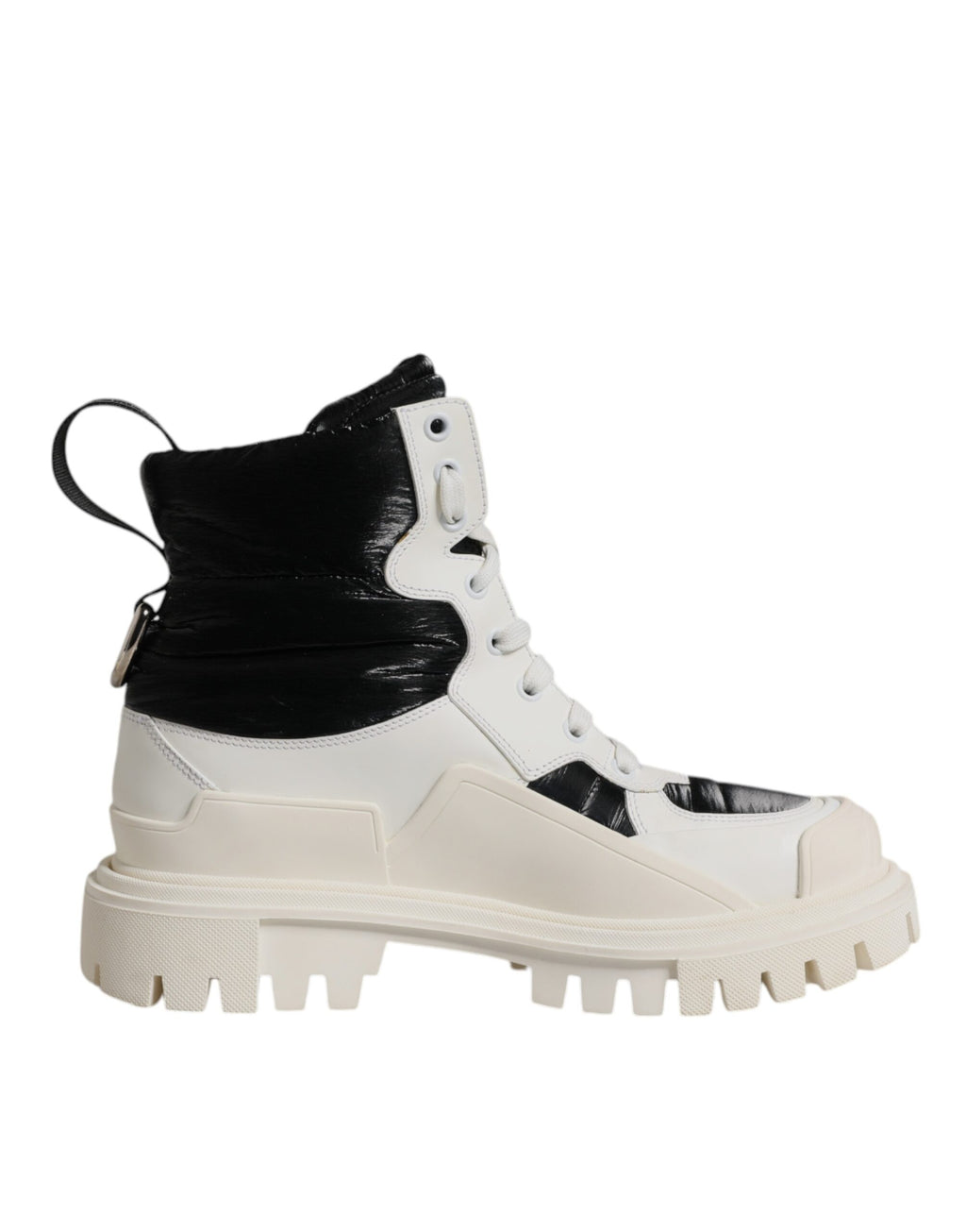 Dolce & Gabbana Bottes Mi-Mollet Blanches Matelassées à Lacets